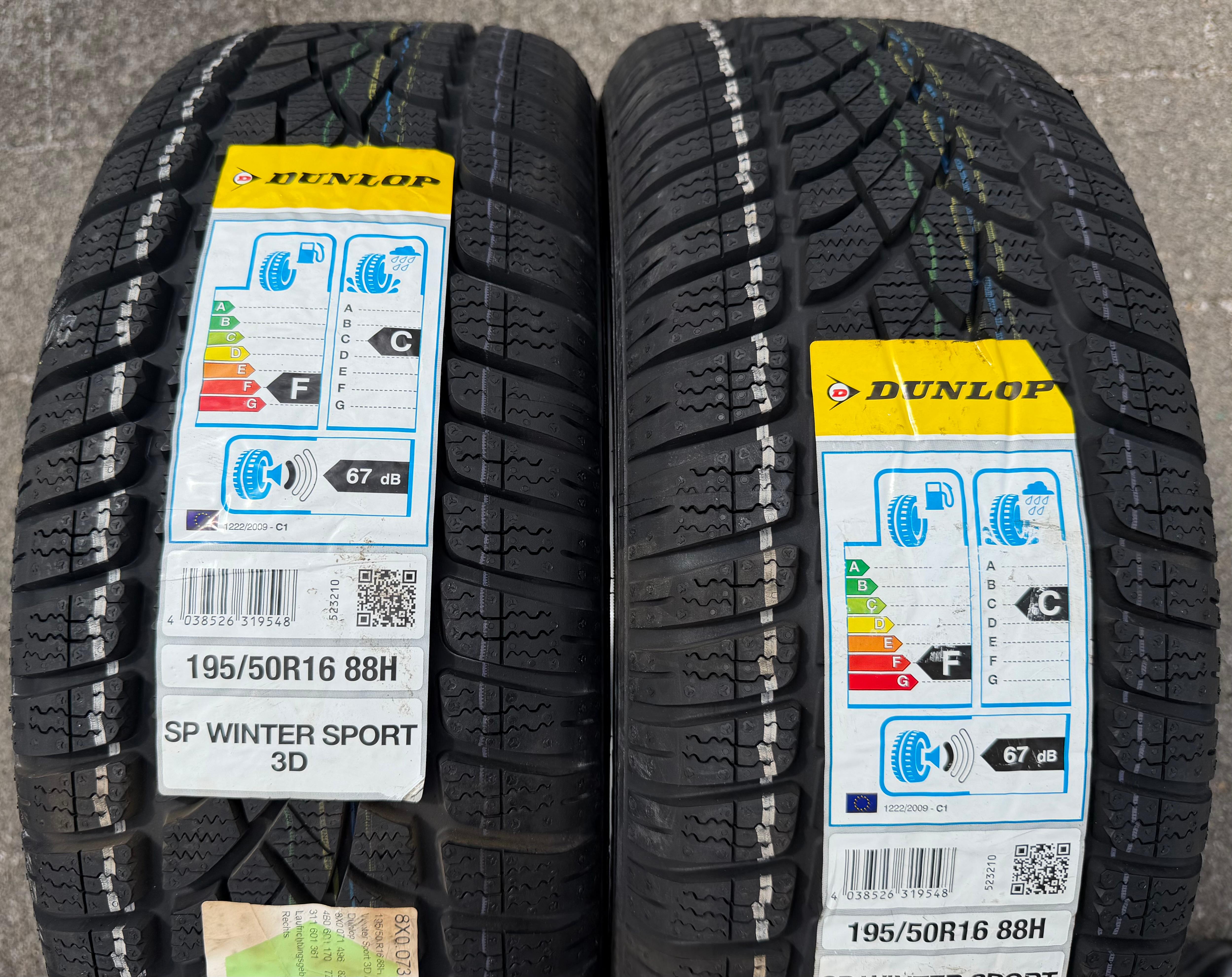 2 x 195/50R16 88H Winterreifen Dunlop Winter Sport 3D AO NEU 2017