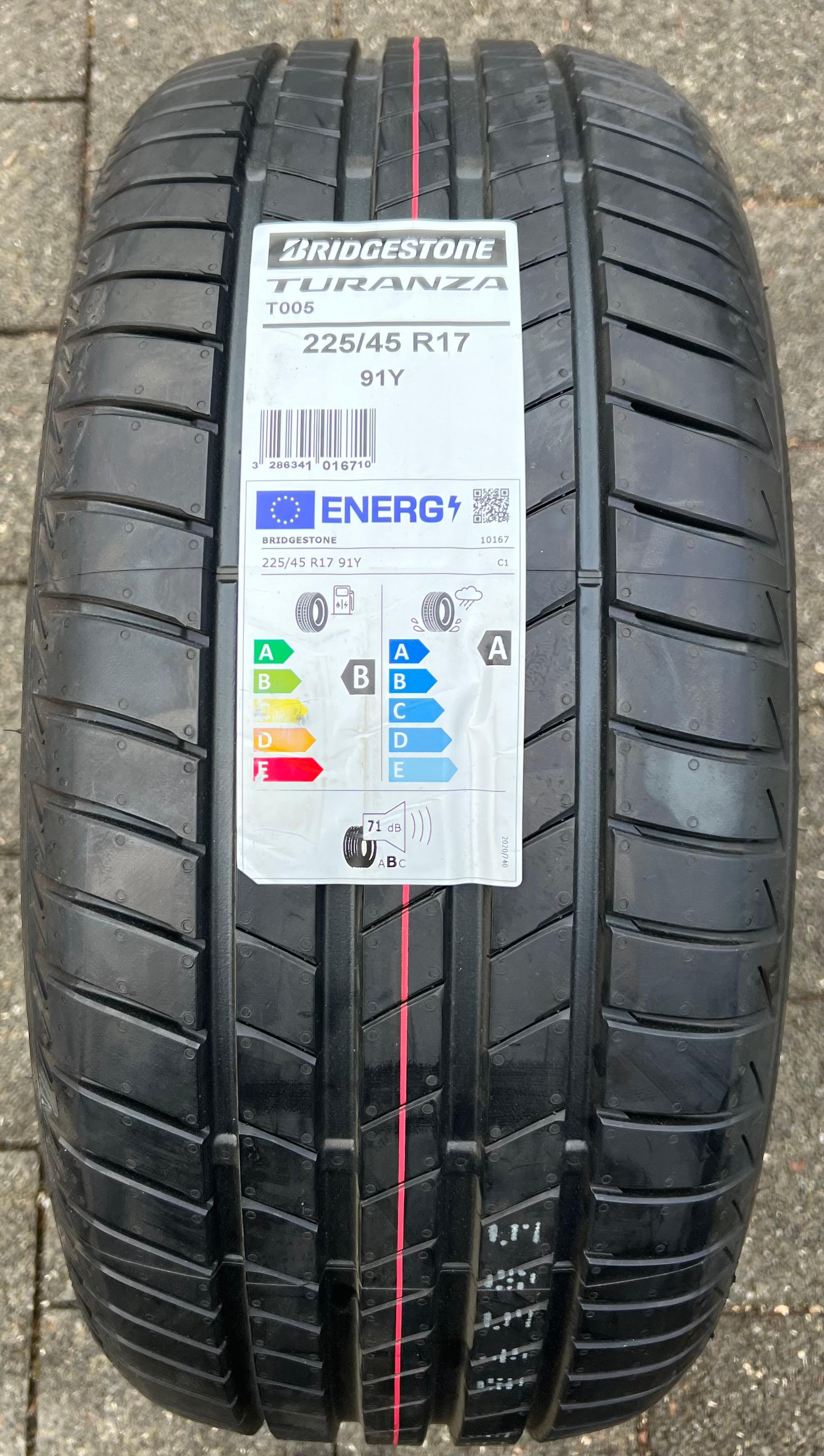 1 x 225/45R17 91Y Sommerreifen Bridgestone Turanza T005 2022 NEU Freihaus