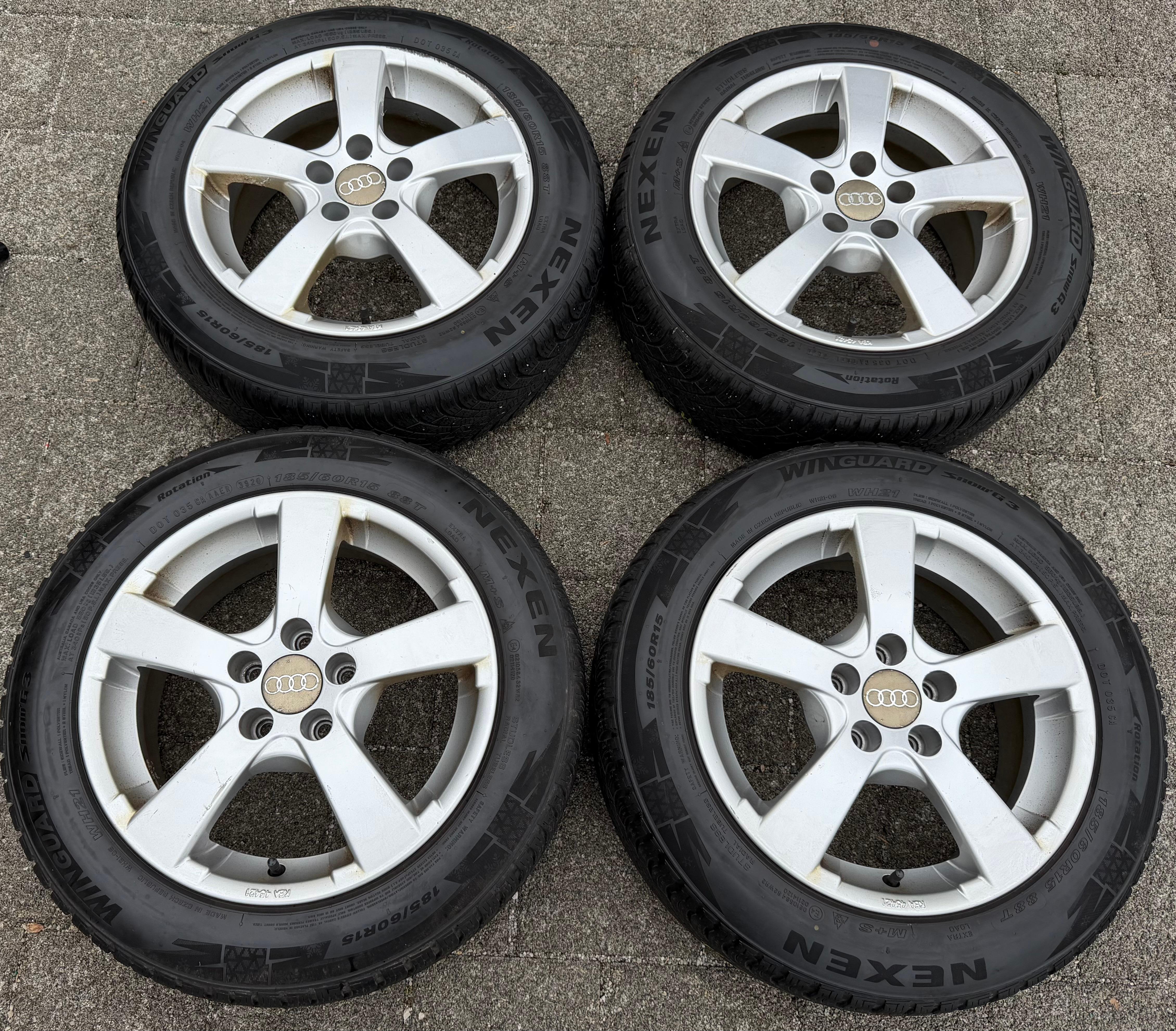 4 roues hiver en aluminium Audi A1 8X Seat Toledo Rapid Skoda Fabia VW Polo 6R 185/60R15