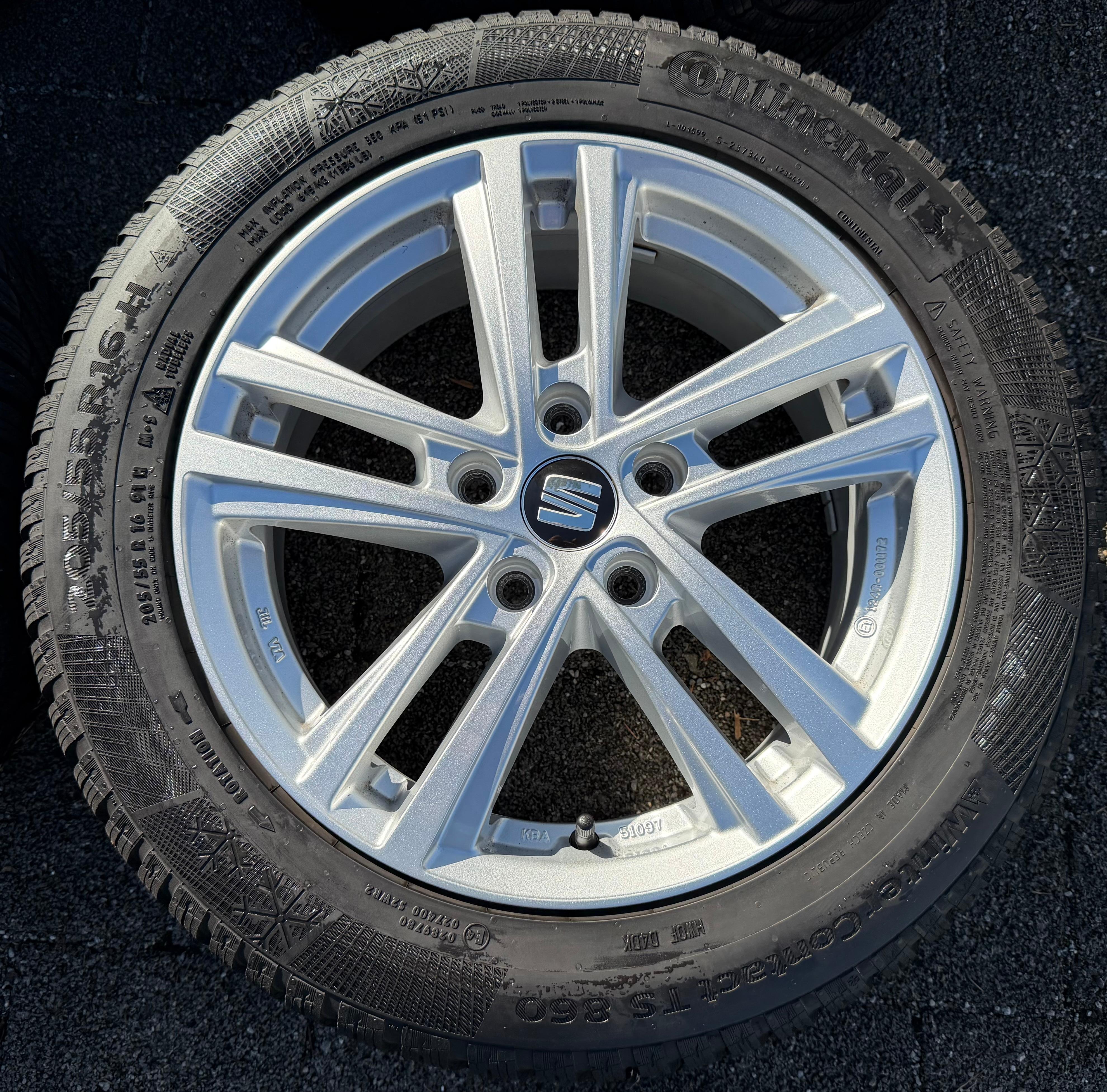 4 Original Alu Winterräder Seat Leon 1P 5F KL 205/55R16 91H Continental