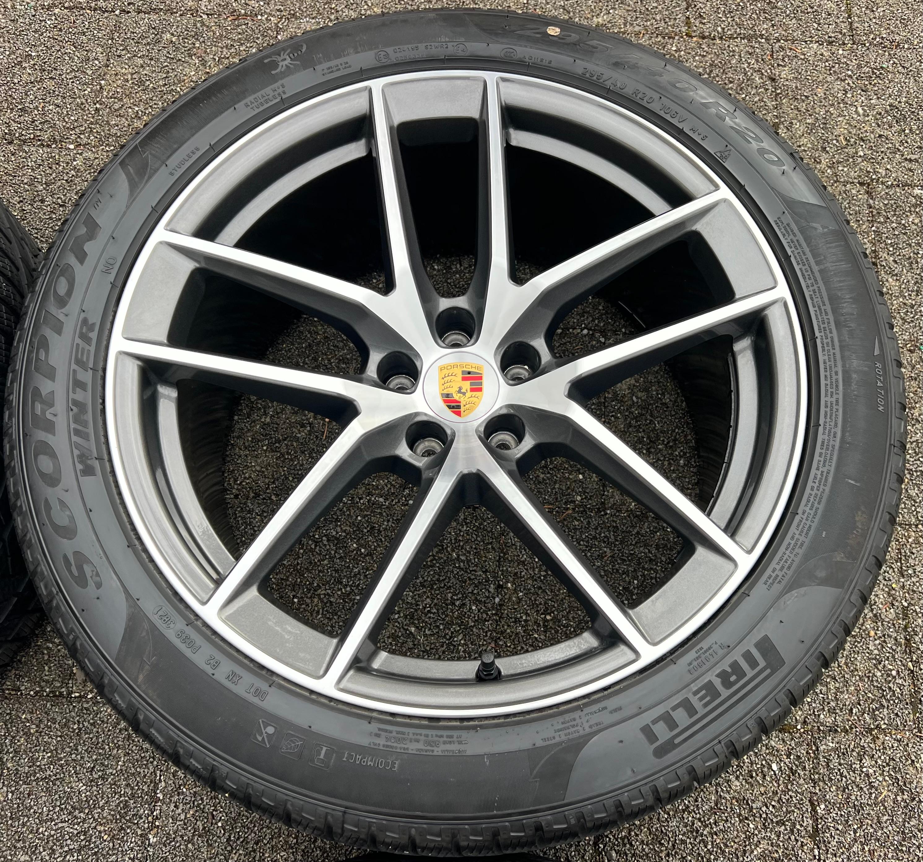 4 ruedas de invierno de aleación originales de 20" para PORSCHE MACAN 265/45R20 104V 295/40R20 106V TPMS