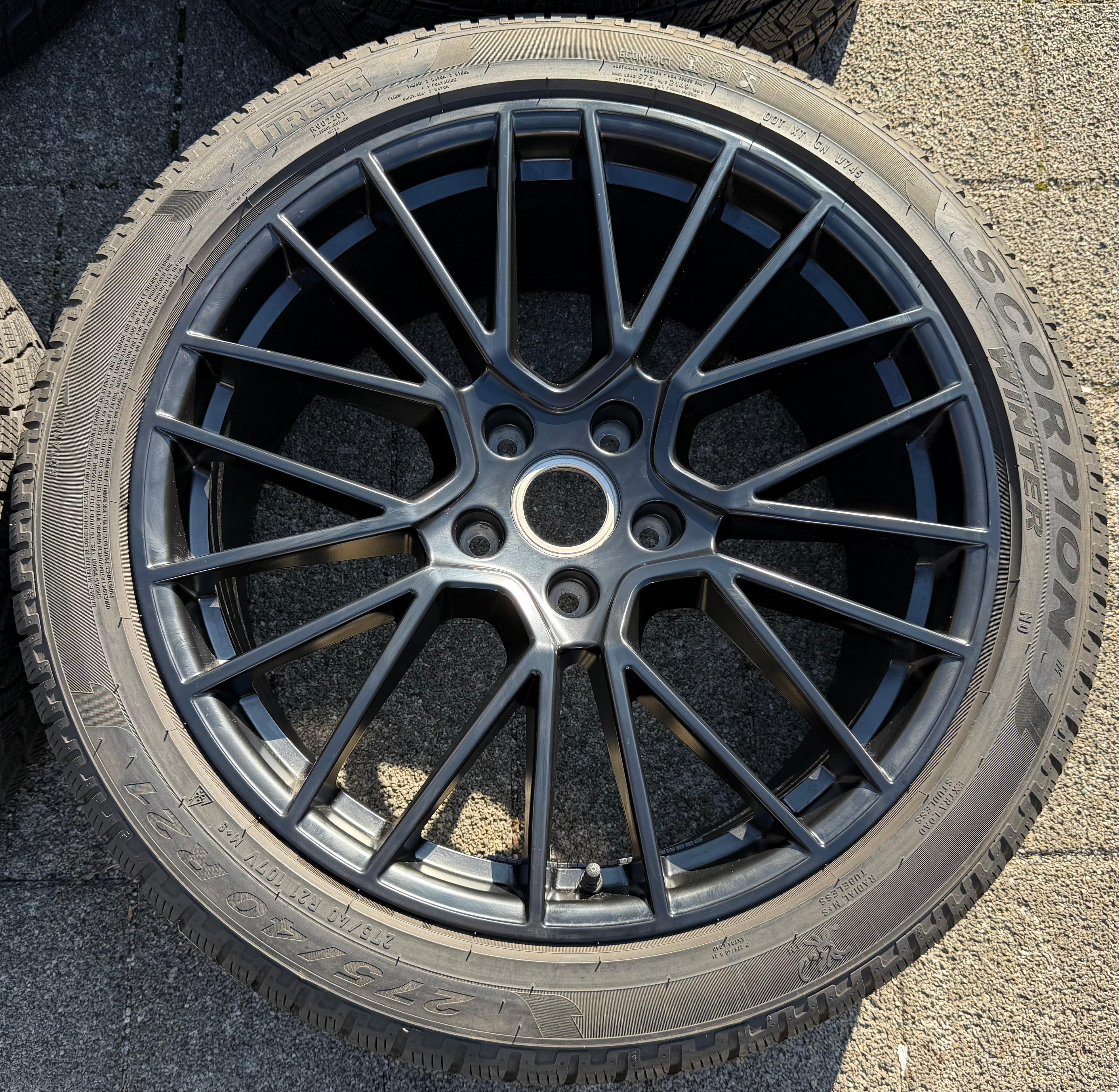 4 originele 21" lichtmetalen winterwielen Porsche Cayenne 9YA Pirelli TPMS 9Y0601025BF 9Y0601025BG