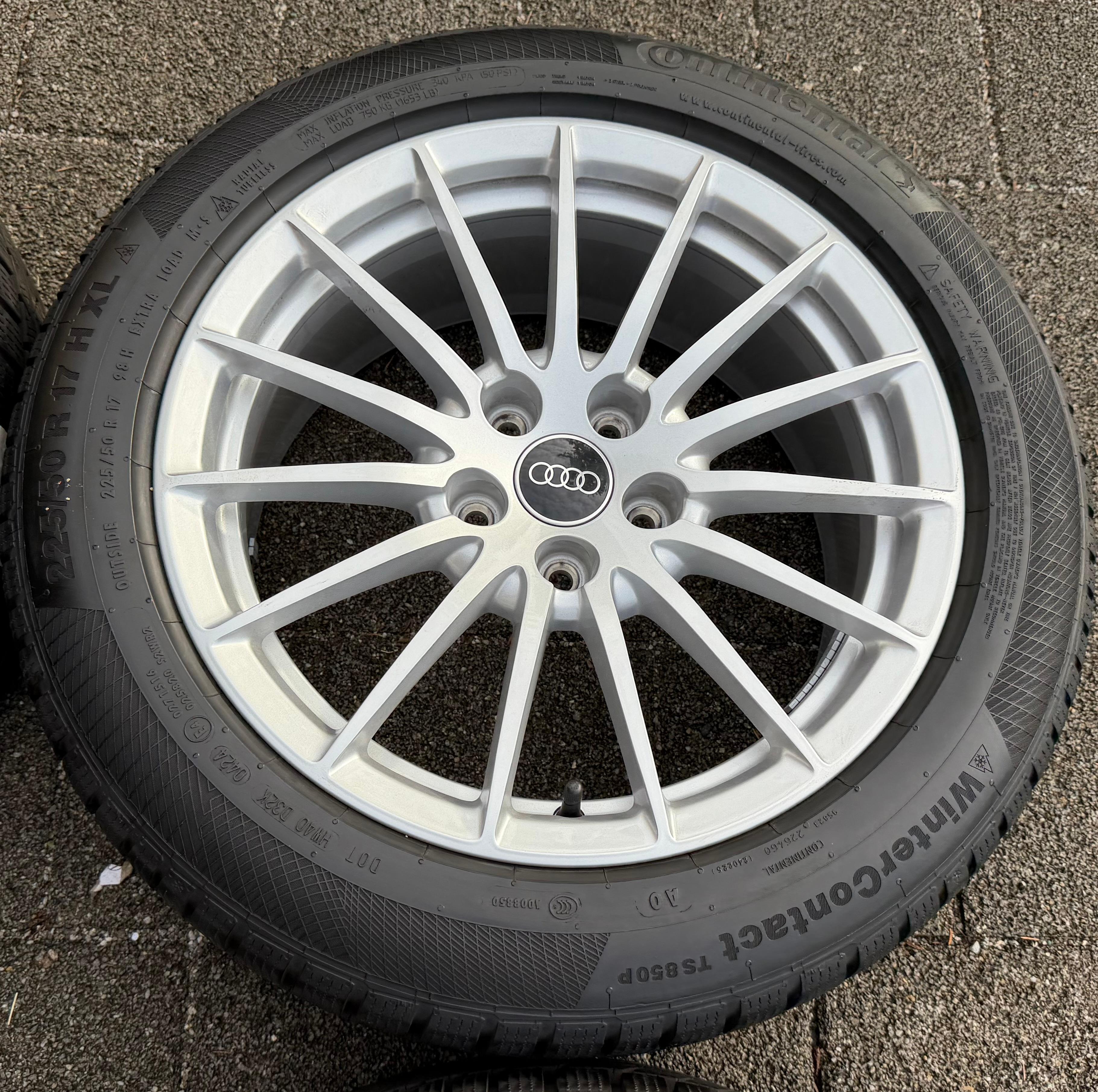 4 RUEDAS DE INVIERNO DE ALEACIÓN ORIGINALES DE 17" PARA AUDI A5 F5 8W 225/50R17 98H 8W0601025AE CONTINENTAL