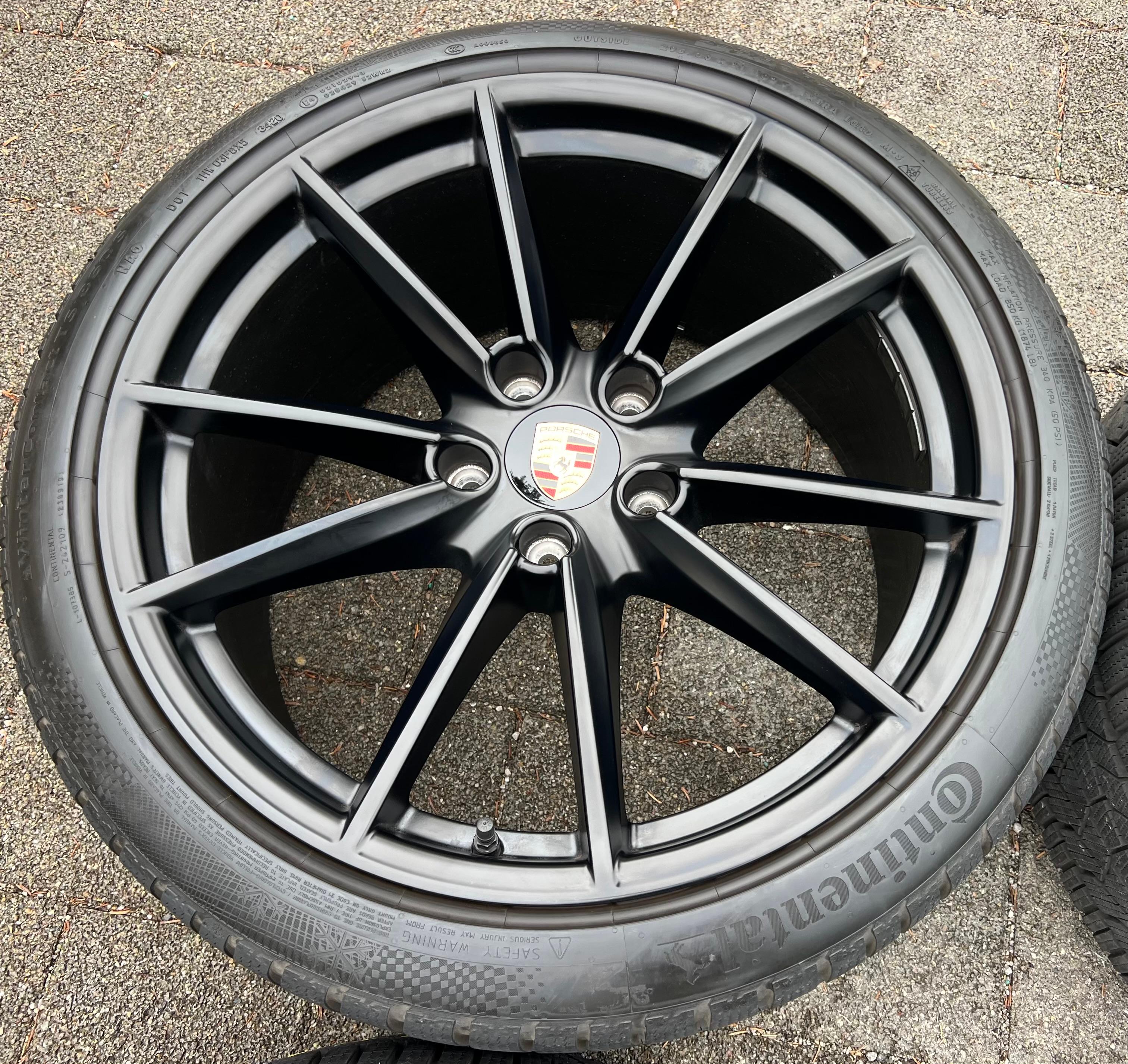 4 RUEDAS DE INVIERNO DE ALEACIÓN ORIGINALES DE 20" 21" PARA PORSCHE 911 992 992601025C 992601025D NEGRAS RDKS