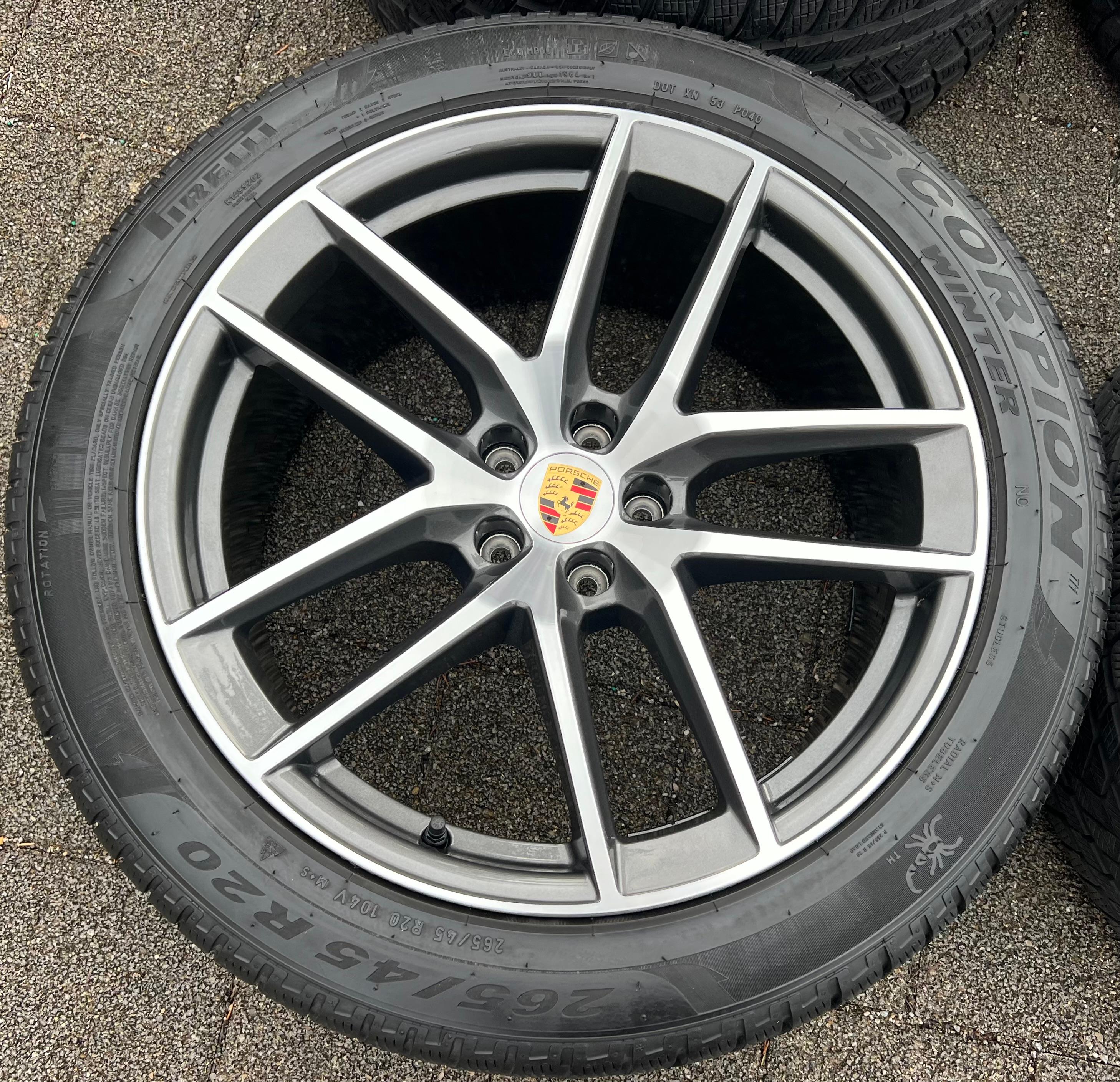 4 ruedas de invierno de aleación originales de 20" para PORSCHE MACAN 265/45R20 104V 295/40R20 106V TPMS