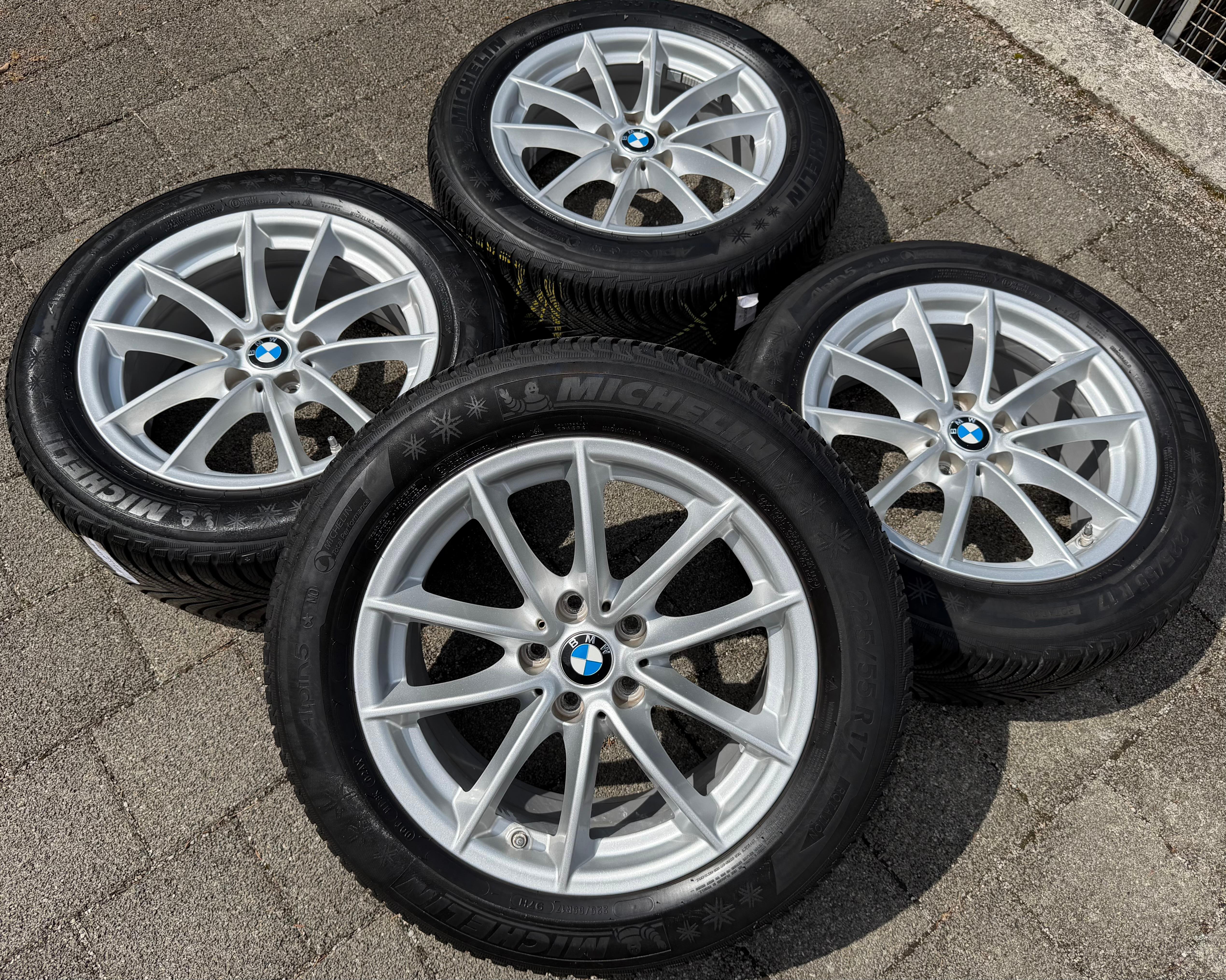 4 originele aluminium 17-inch winterwielen voor de BMW 5-serie G30 G31, 225/55R17 97H, Michelin RDKS