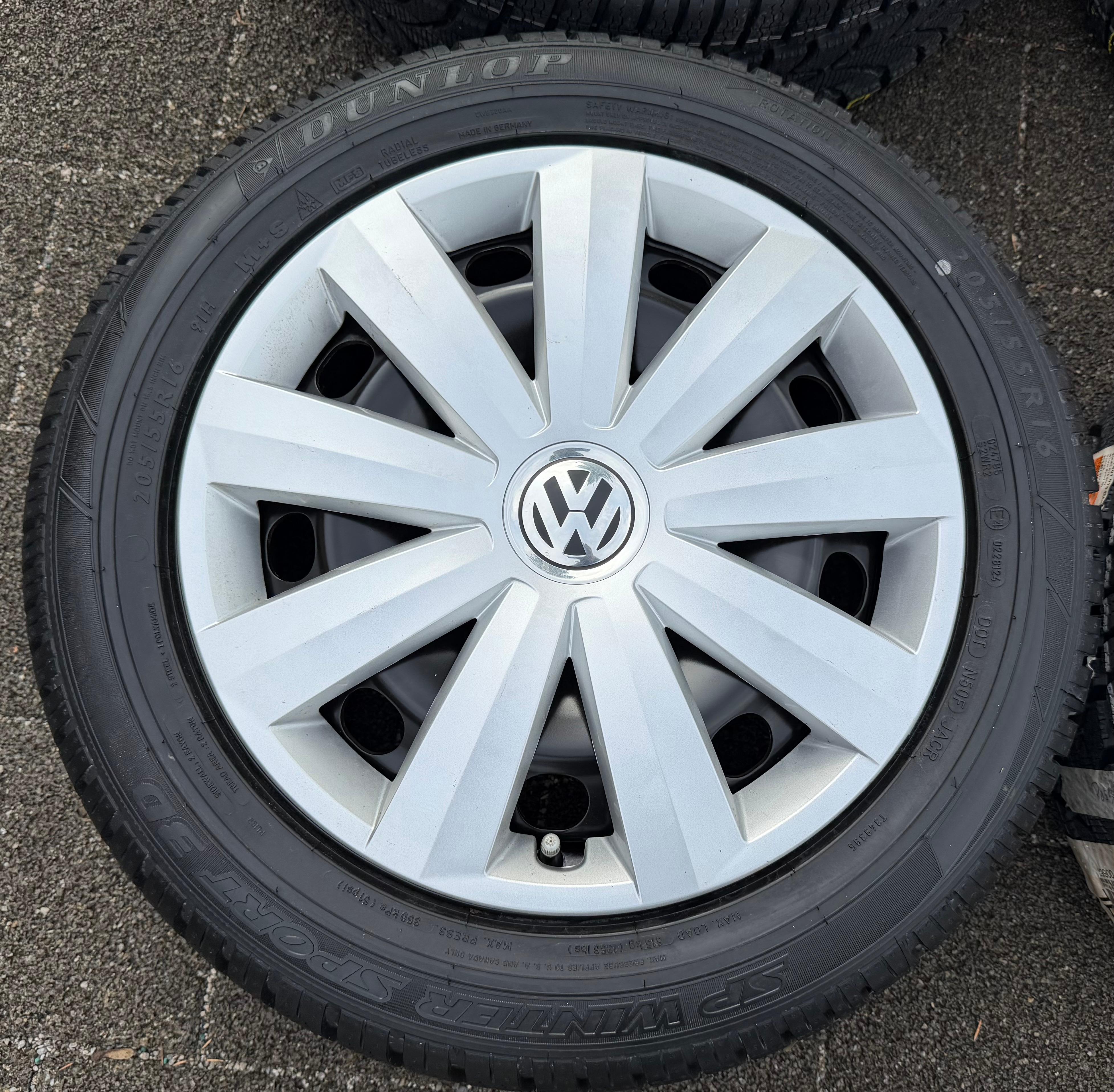 4 roues hiver VW Passat 3C Eos 1F Scirocco 13 205/55R16 91H 3C0601027BE Dunlop