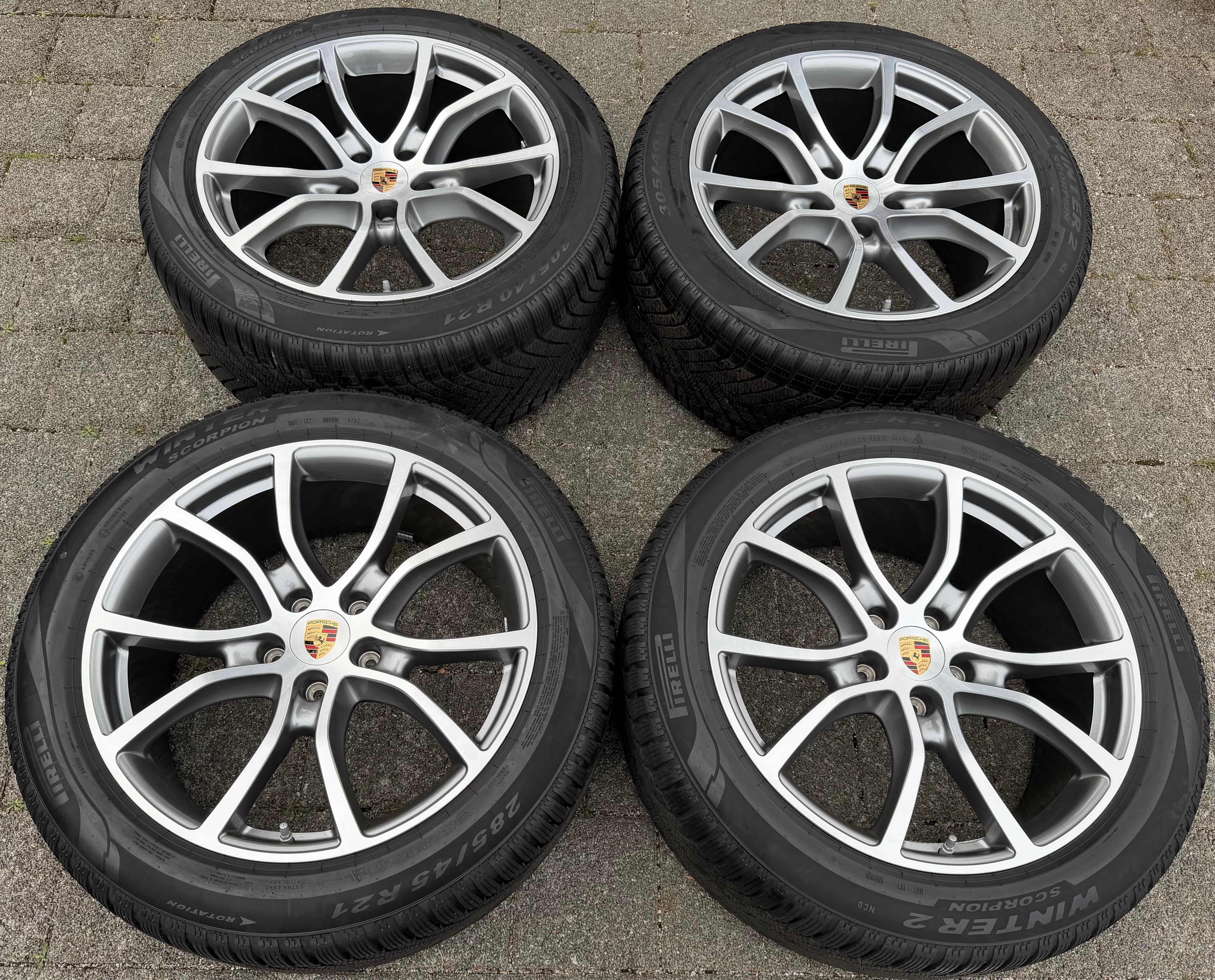 4 originele 21" aluminium winterwielen Porsche Cayenne Coupe II E3 9Y3601025BN Pirelli