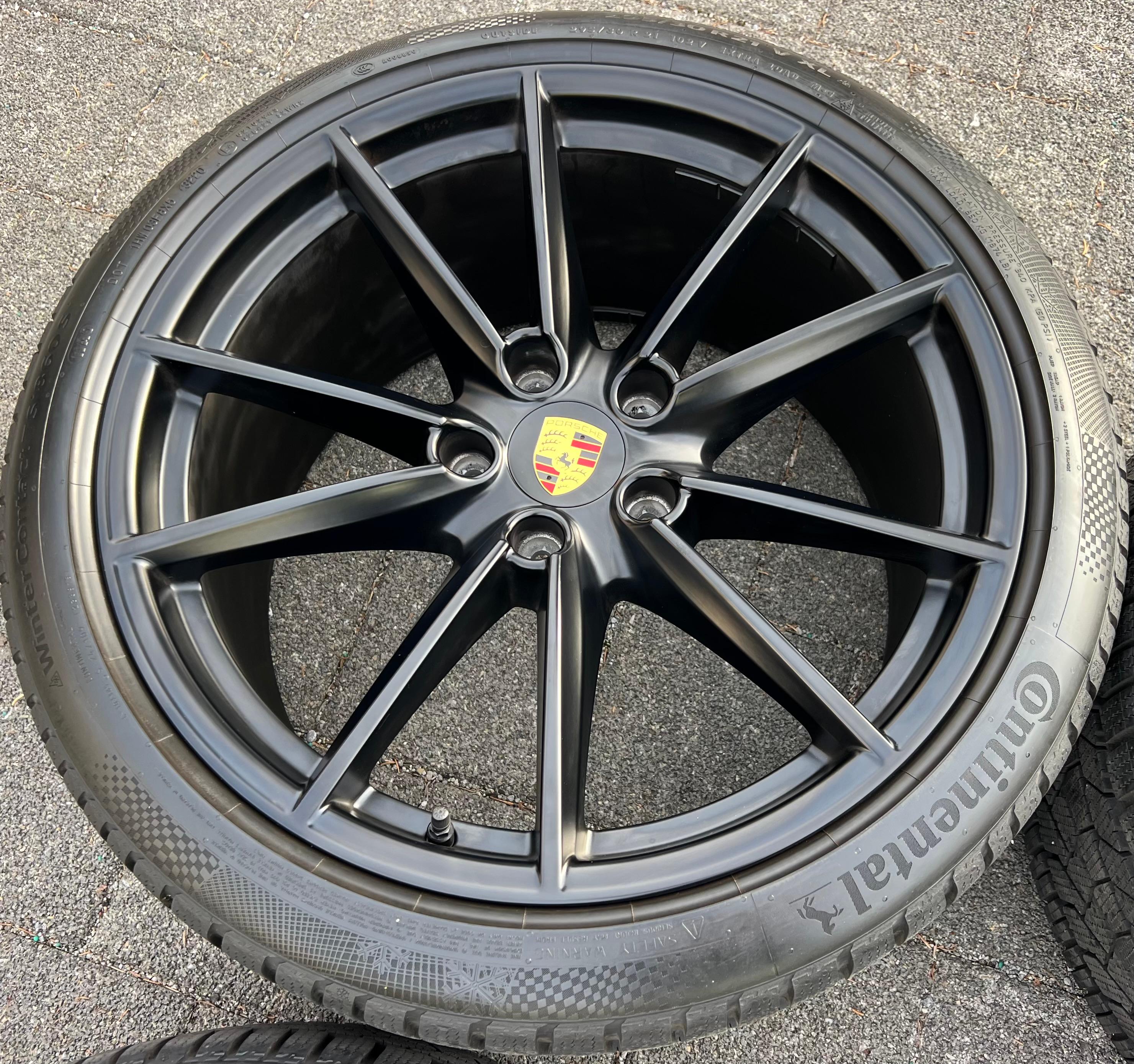 4 RUEDAS DE INVIERNO DE ALEACIÓN ORIGINALES DE 20" 21" PARA PORSCHE 911 992 992601025C 992601025D NEGRAS RDKS