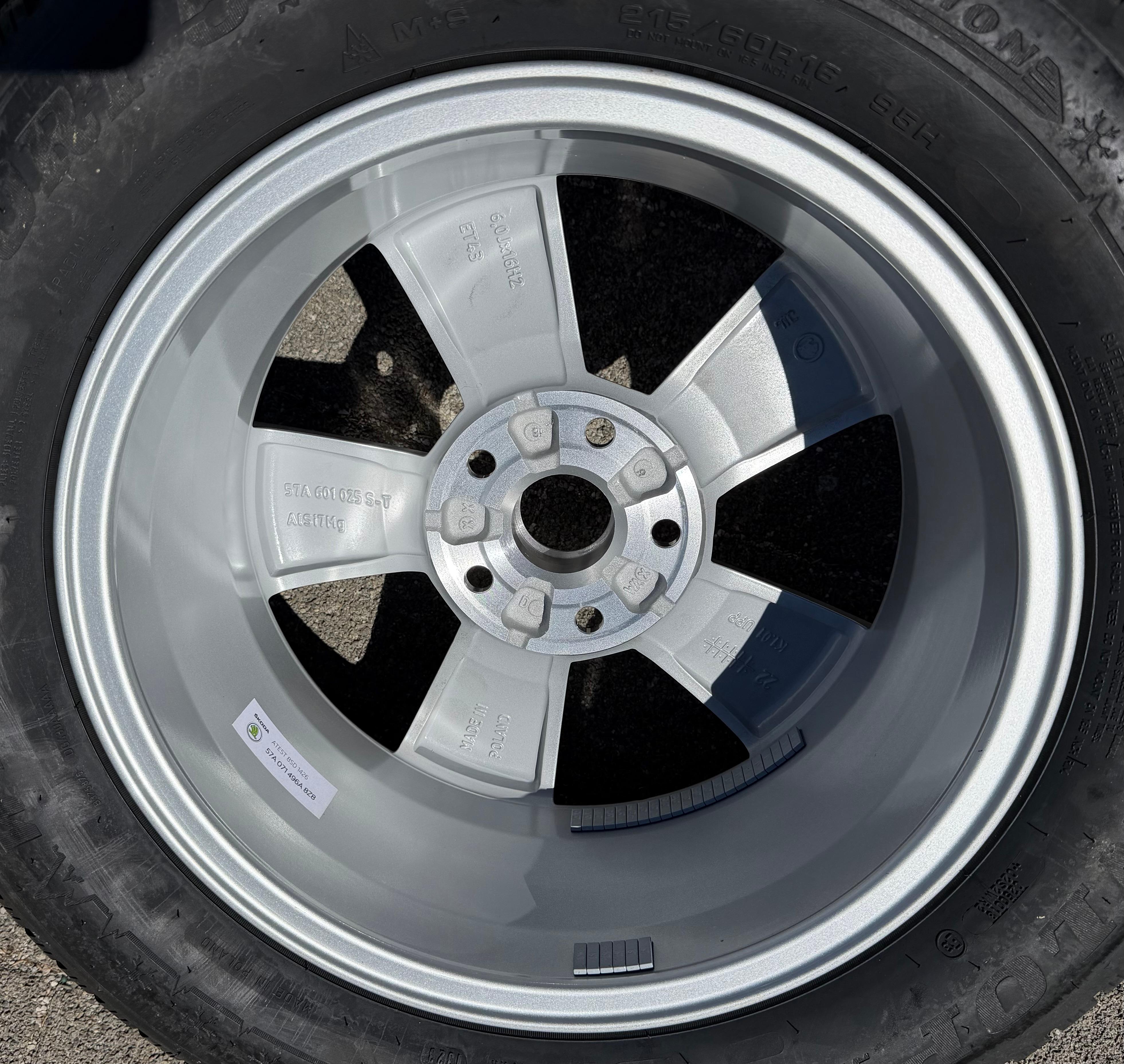 1 X ORIGINAL 16" ALUFELGE SKODA KAROQ 57A601025S-T 6x16 ET43 SILBER FREIHAUS