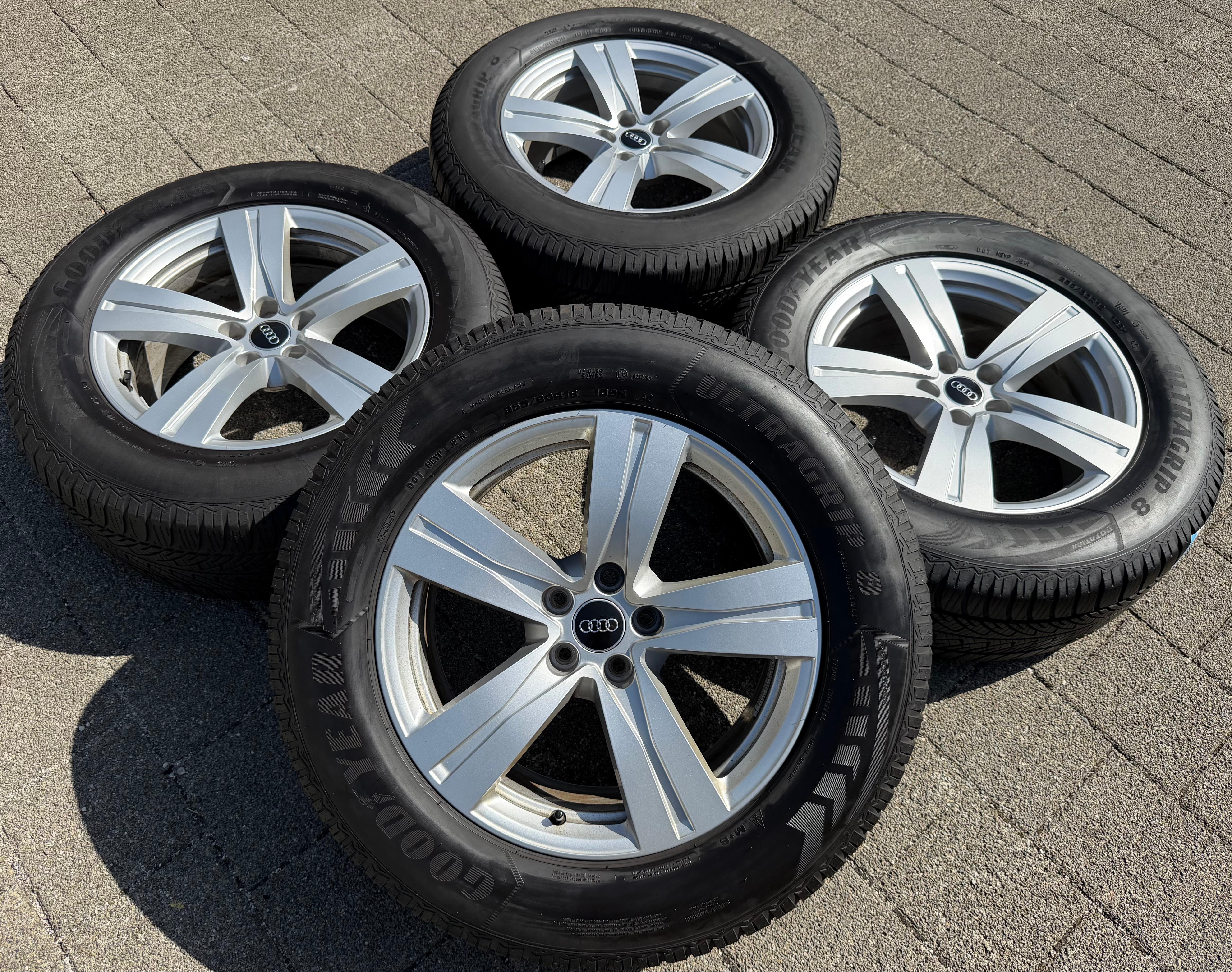 4 Original 18" Alu Winterräder Audi Q7 4M 255/60R18 108H 4M0601025A Goodyear