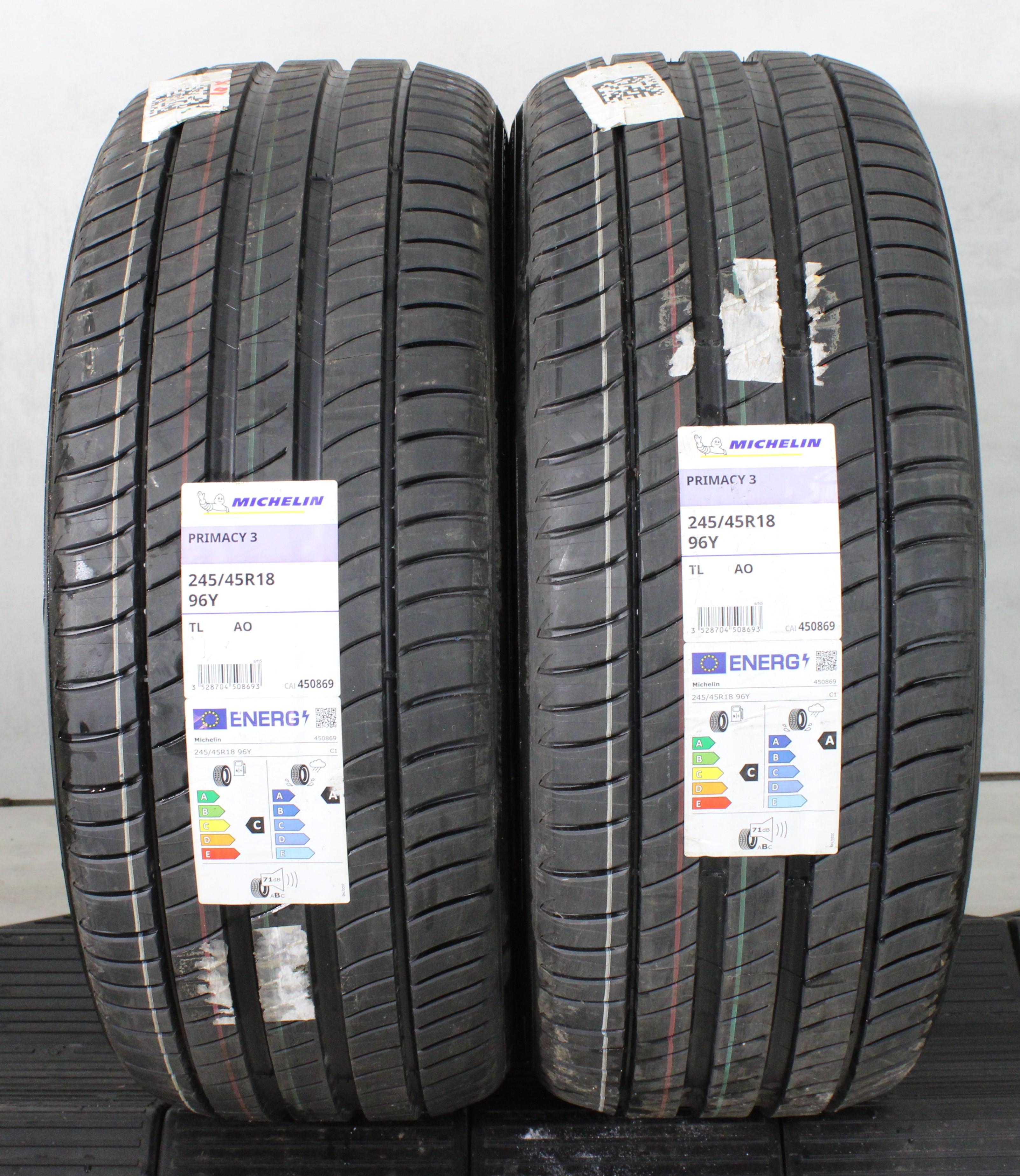 2 pneus d'été Michelin Primacy 3 AO 245/45R18 96Y, neufs, 2022