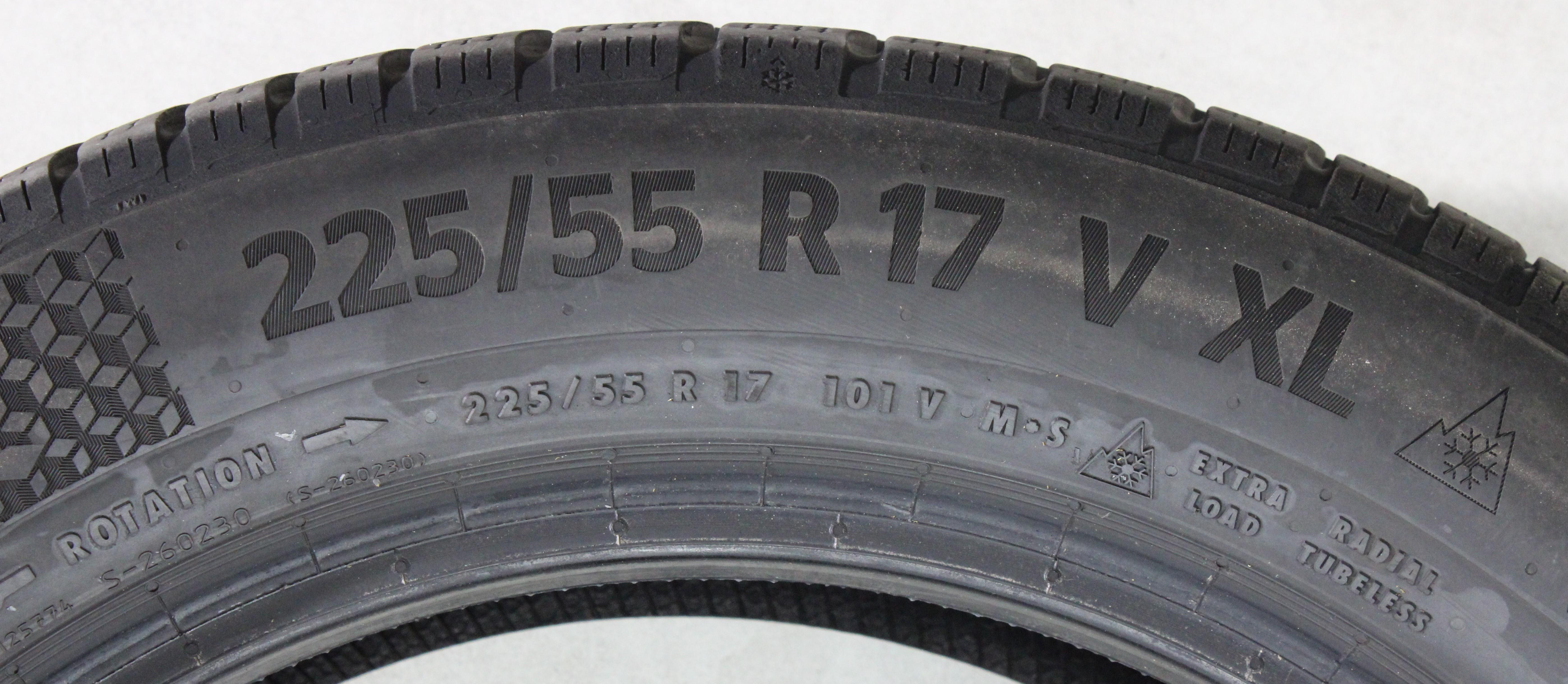 4 x 225/55R17 101V Winterreifen Continental Winter Contact TS870P 2x5,5-6mm/2x6-6,5mm 2023 XL
