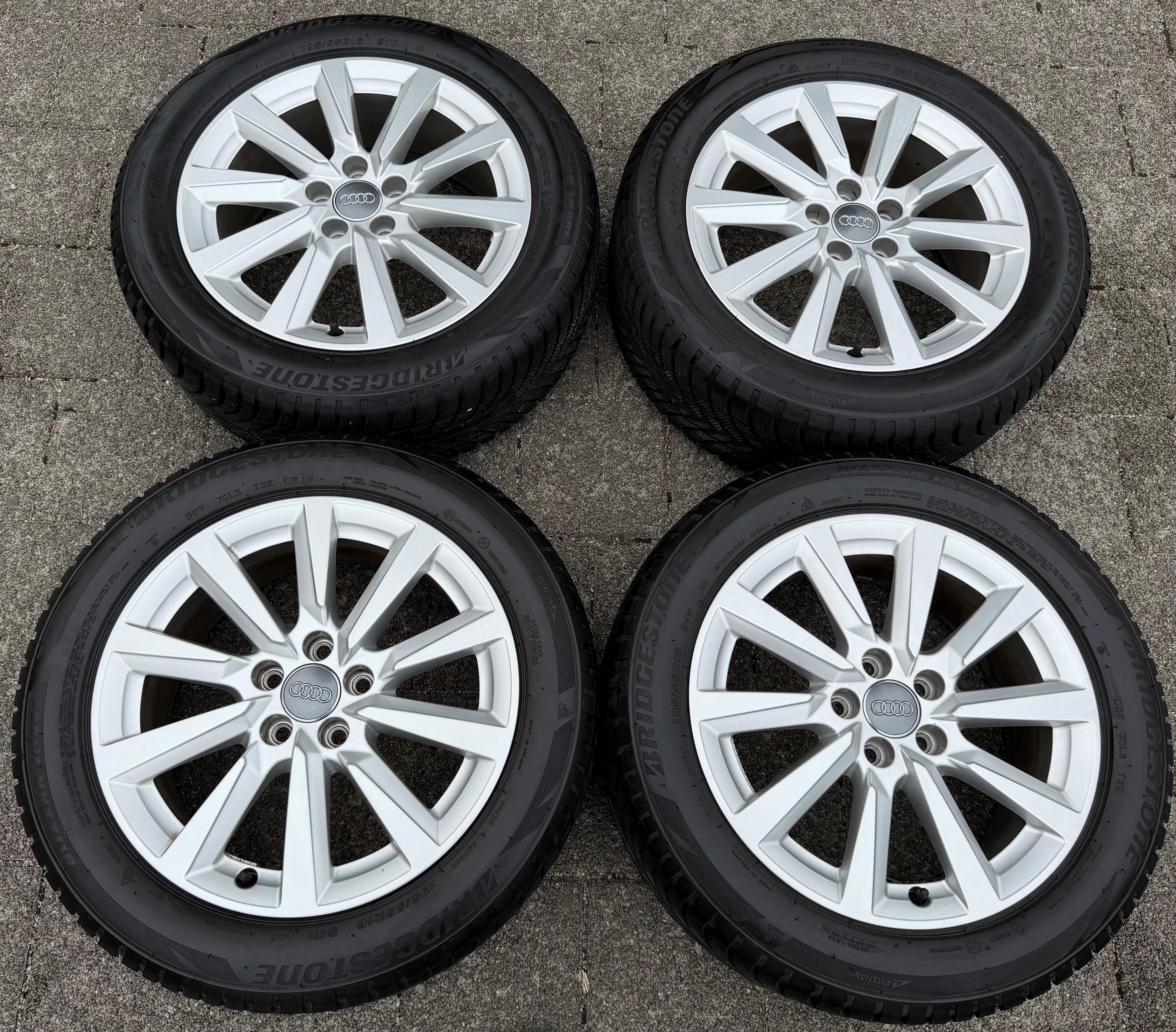 4 cerchi in lega originali invernali Audi A1 GB 82A601025C 195/55R16 91V Bridgestone