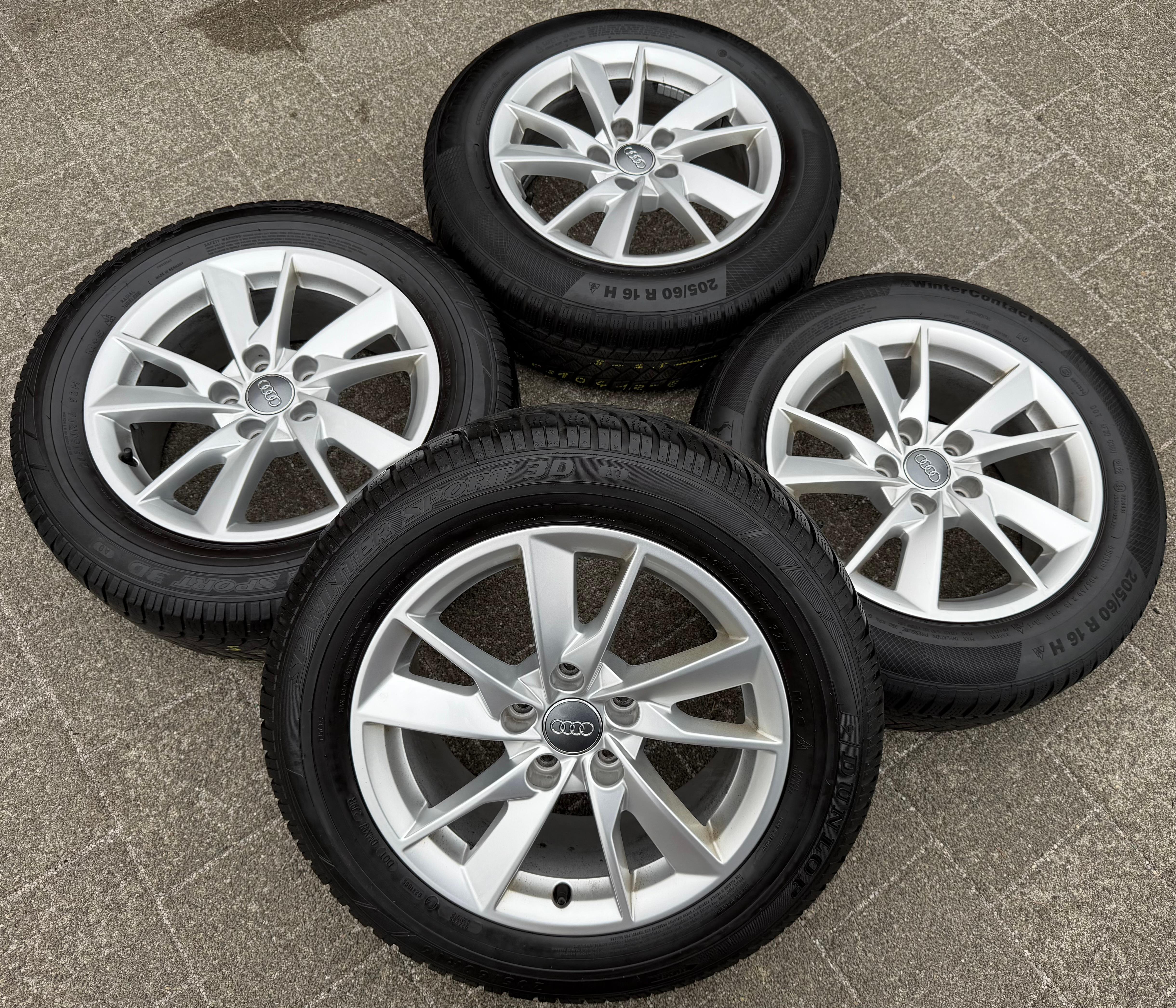 4 Original Alu Winterräder Audi A4 8W B9 8W0601025A 205/60R16 92H Winterreifen