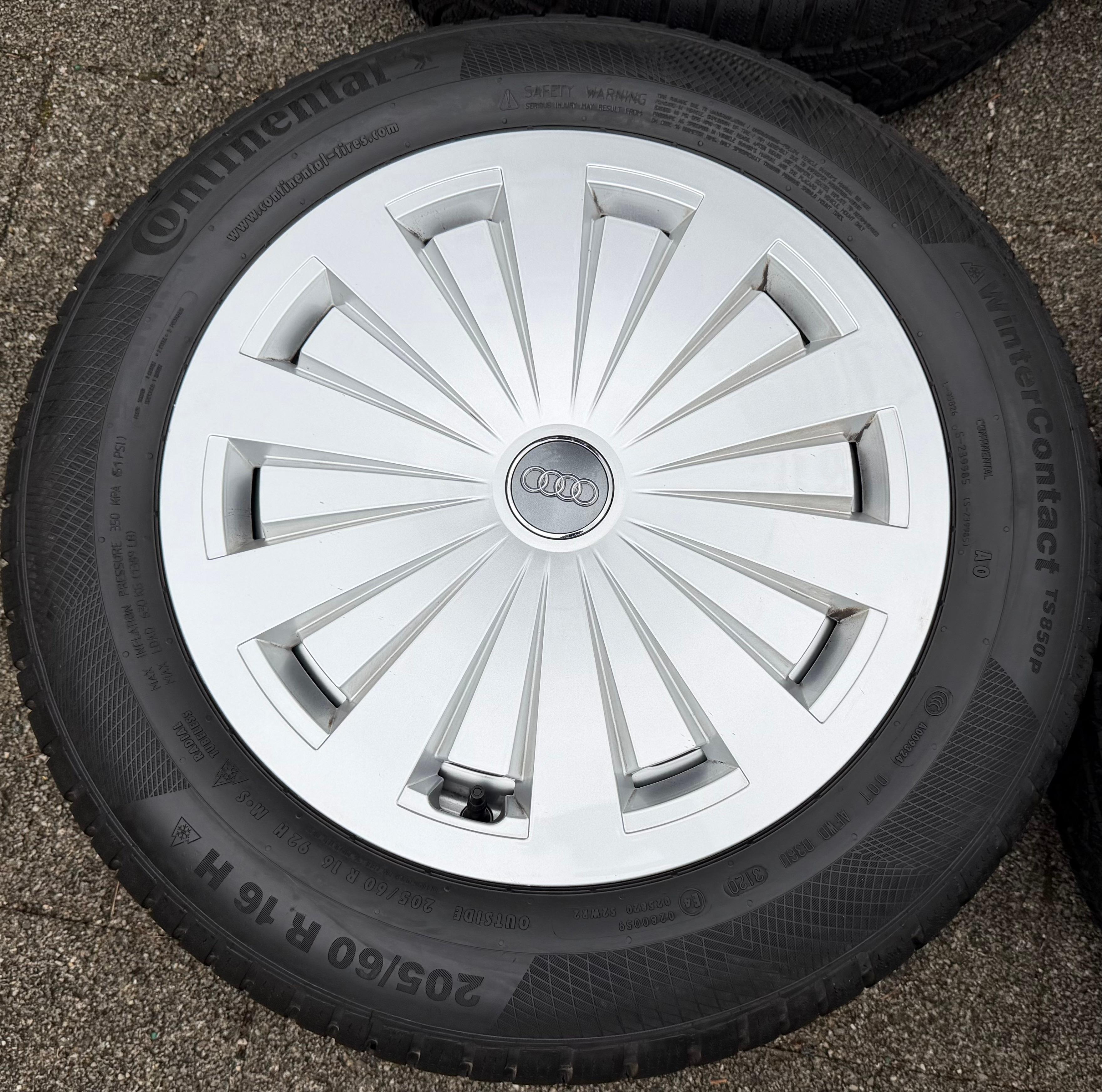 4 ruedas de aleación originales de invierno para Audi A4 B9 8W 205/60R16 92H 8W0601025 Continental