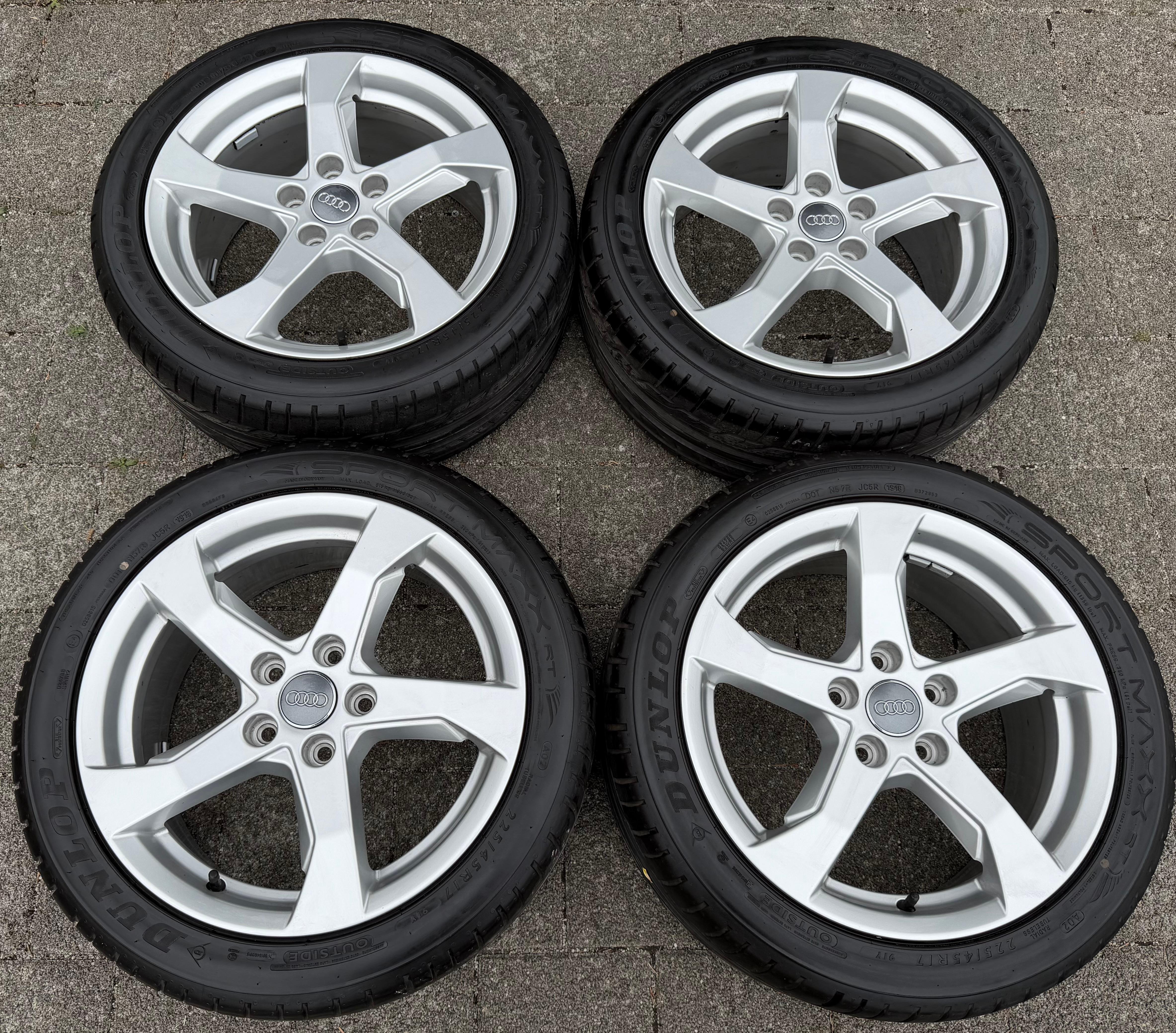 4 Original 17" Alu Sommerräder Audi A3 S3 8V 8V0601025CT 225/45R17 91Y