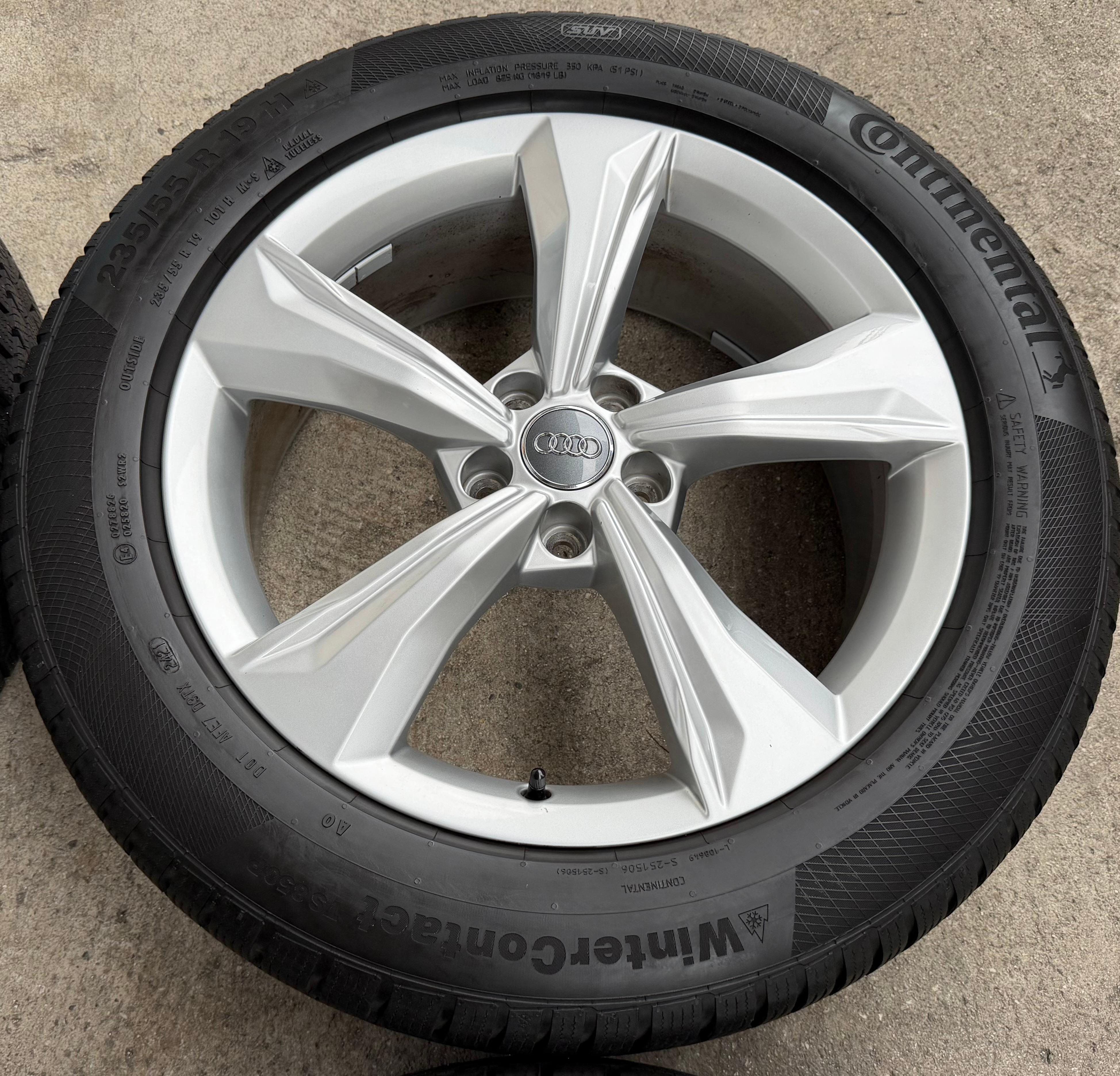4 Original 19" Alu Winterräder Audi Q5 SQ5 FY 80A601025K 235/55R19 101H Continental 2021