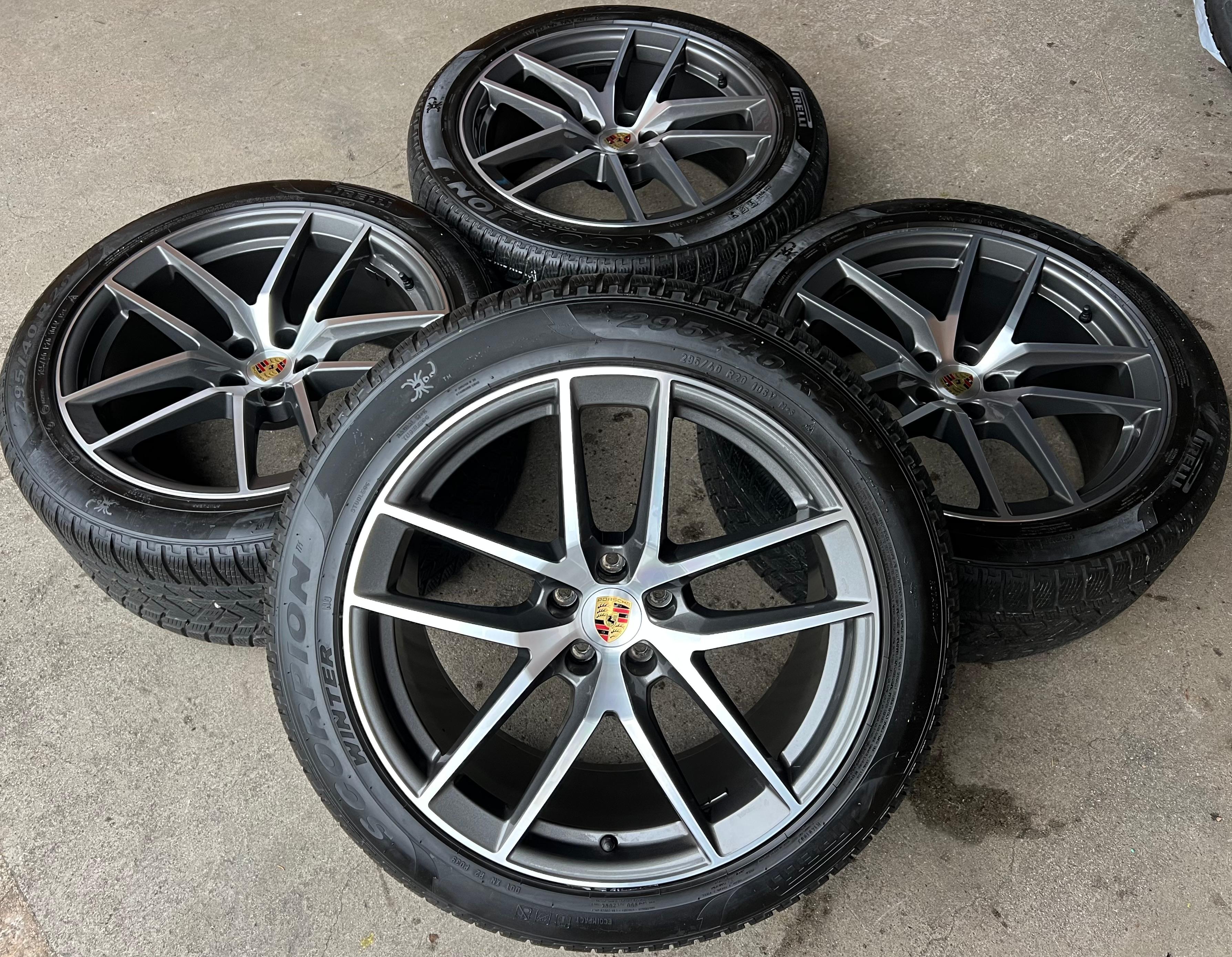 4 llantas de aluminio originales de invierno de 20" para Porsche Macan 265/45R20 104V 295/40R20 106V con sistema de control de presión de neumáticos (TPMS)
