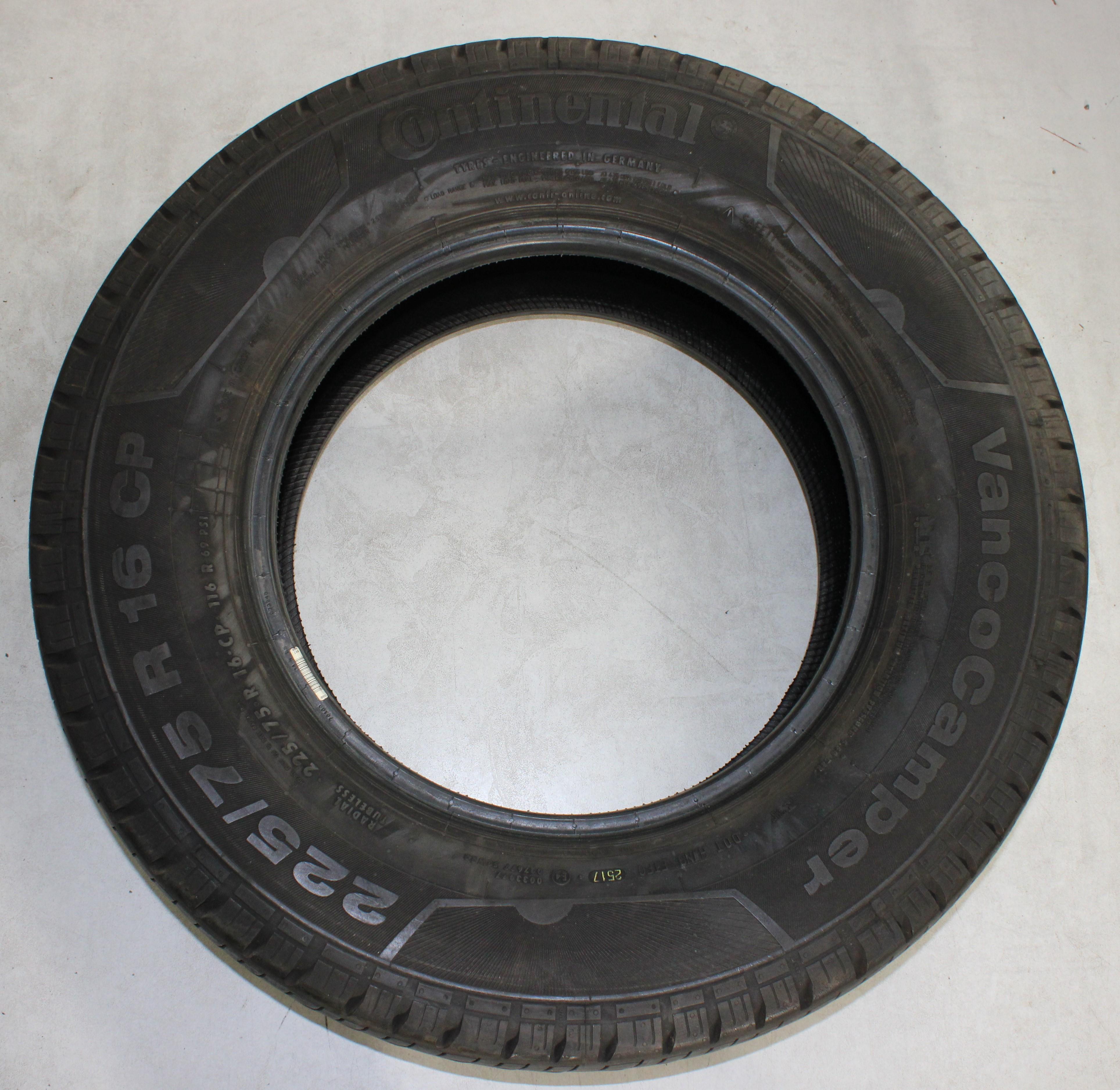 4 x 225/75R16C 116R Sommerreifen Continental Vanco Camper 2x 8-8,5mm und 2x 9,5-10mm 2017