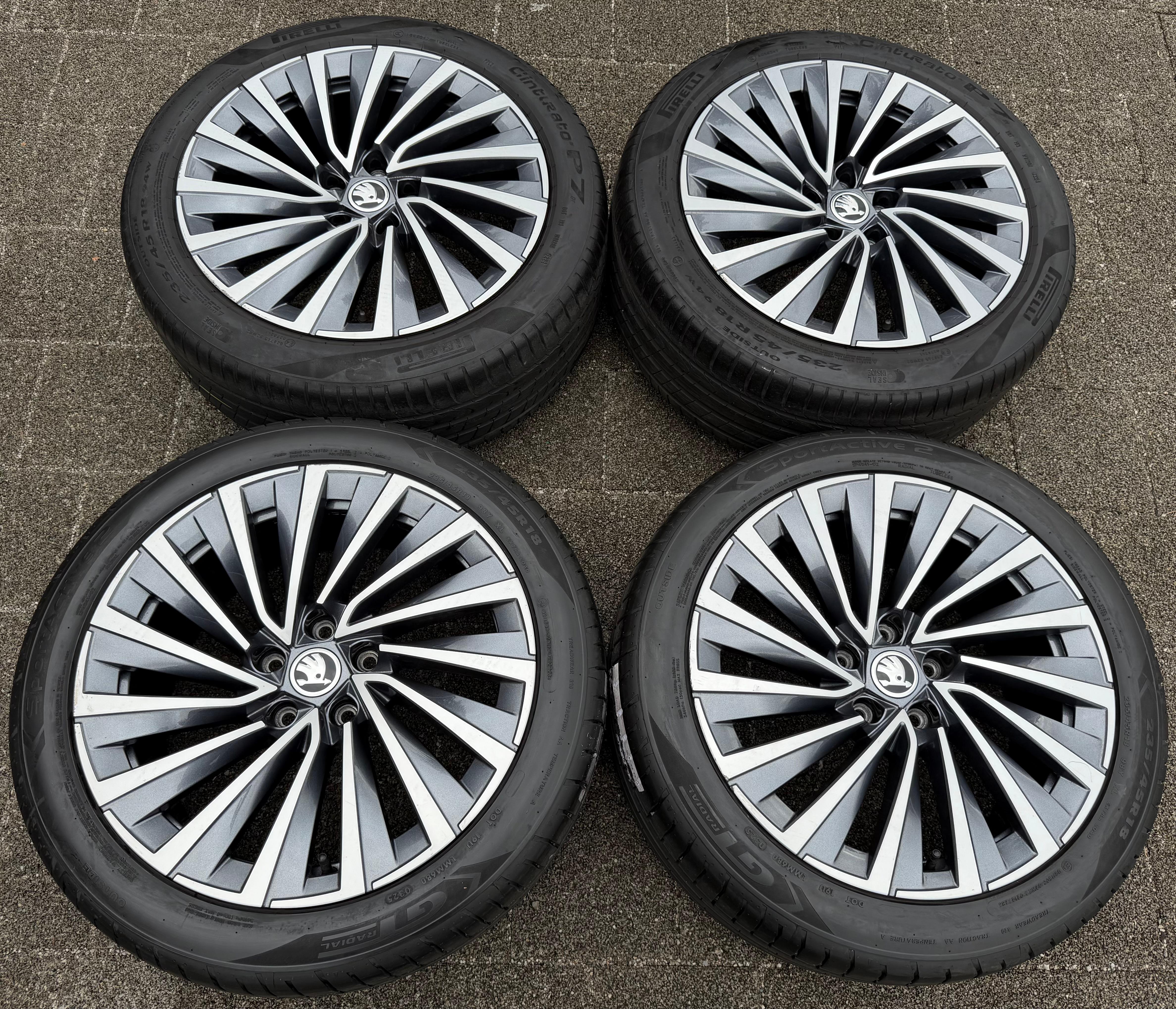 4 ruote estive originali in lega da 18" per Skoda Superb IV 4 B9 3P0601025F 235/45R18 94W