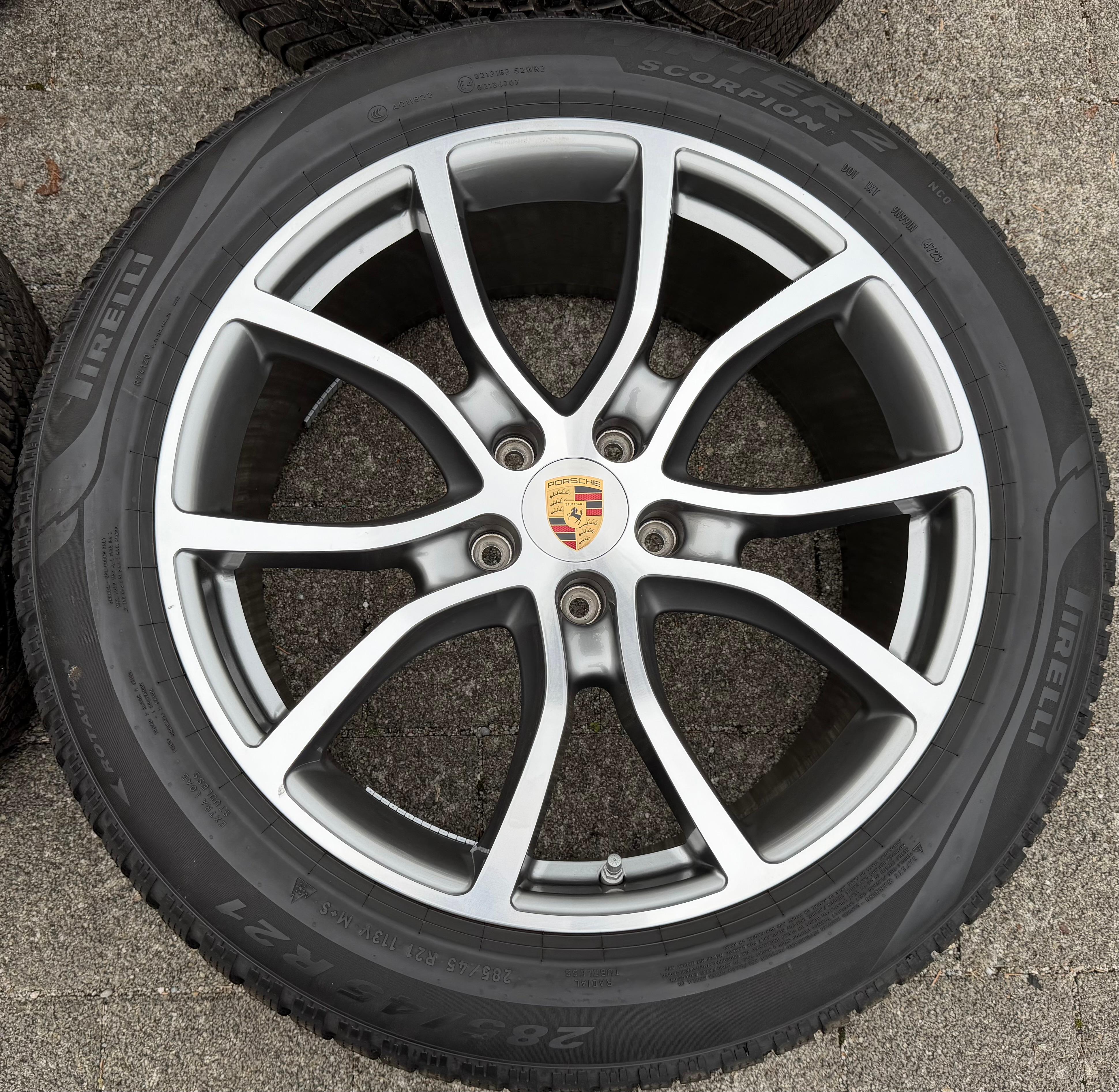4 originele 21" lichtmetalen winterwielen Porsche Cayenne Coupé II E3 9Y3601025BN Pirelli