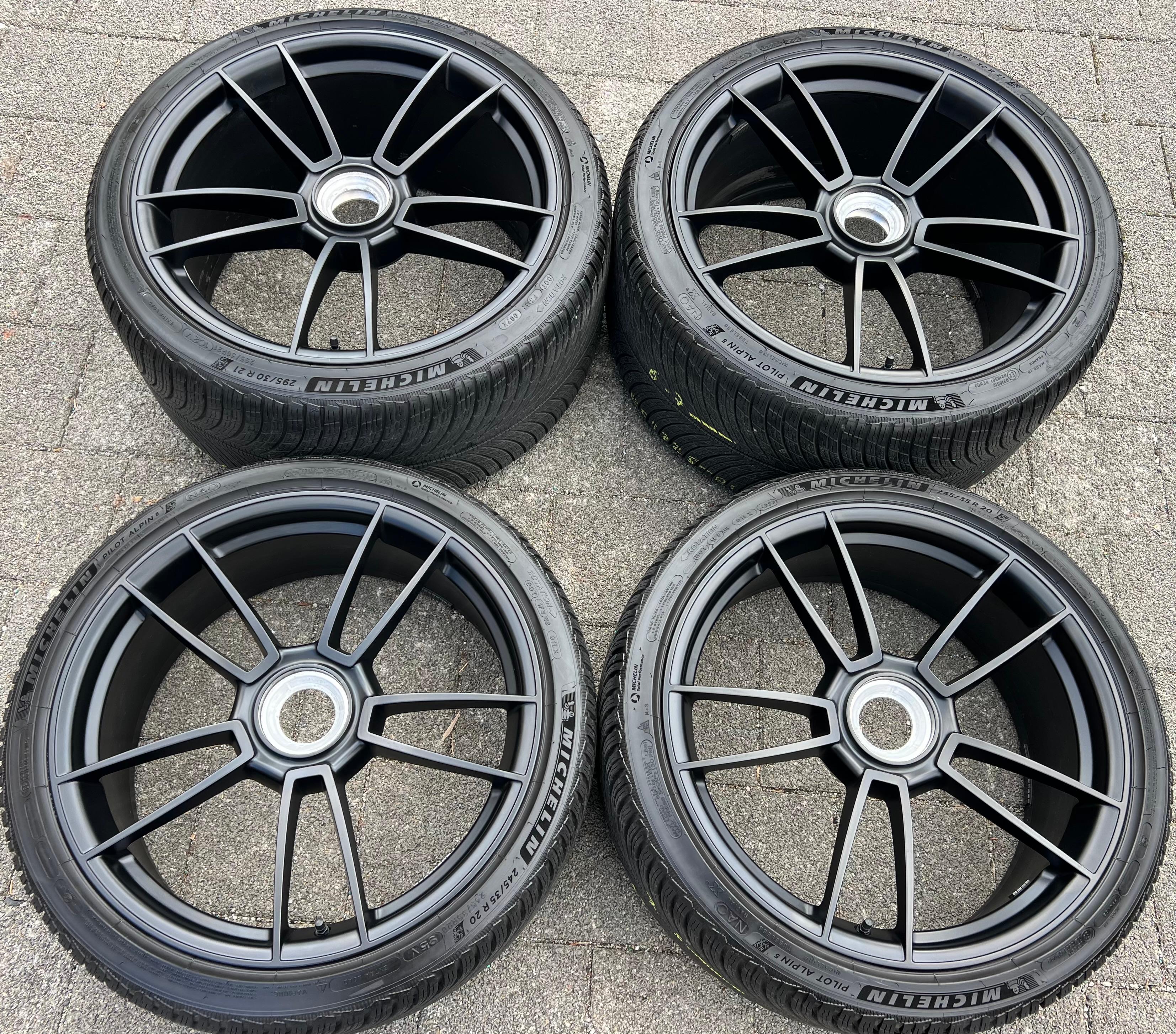 4 RUOTE IN ALLUMINIO ORIGINALI DA 20" E 21" PER INVERNO PORSCHE 911 992 GTS CON CHIUSURA CENTRALE CENTERLOCK