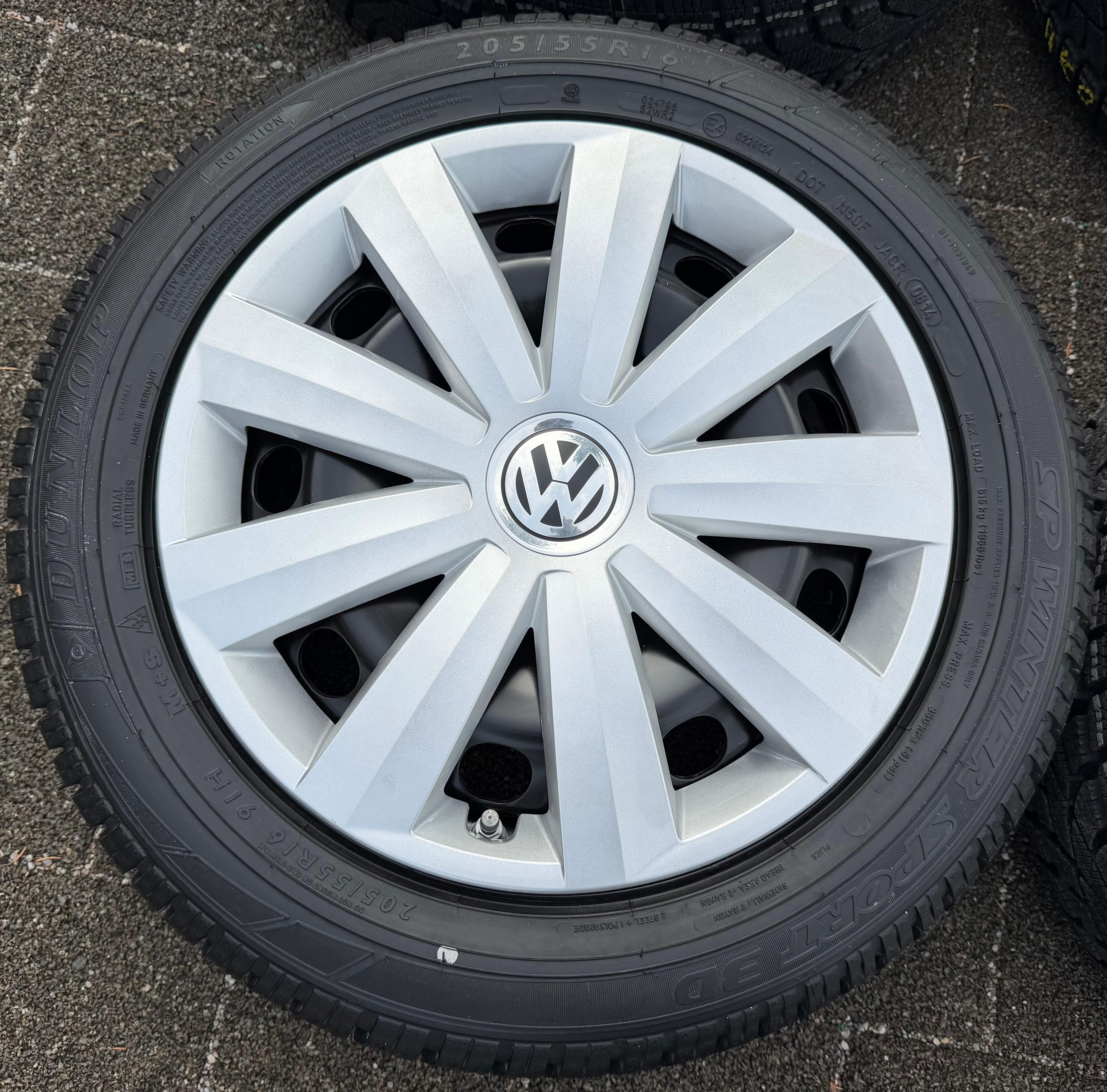 4 Winterräder VW Passat 3C Eos 1F Scirocco 13 205/55R16 91H 3C0601027BE Dunlop