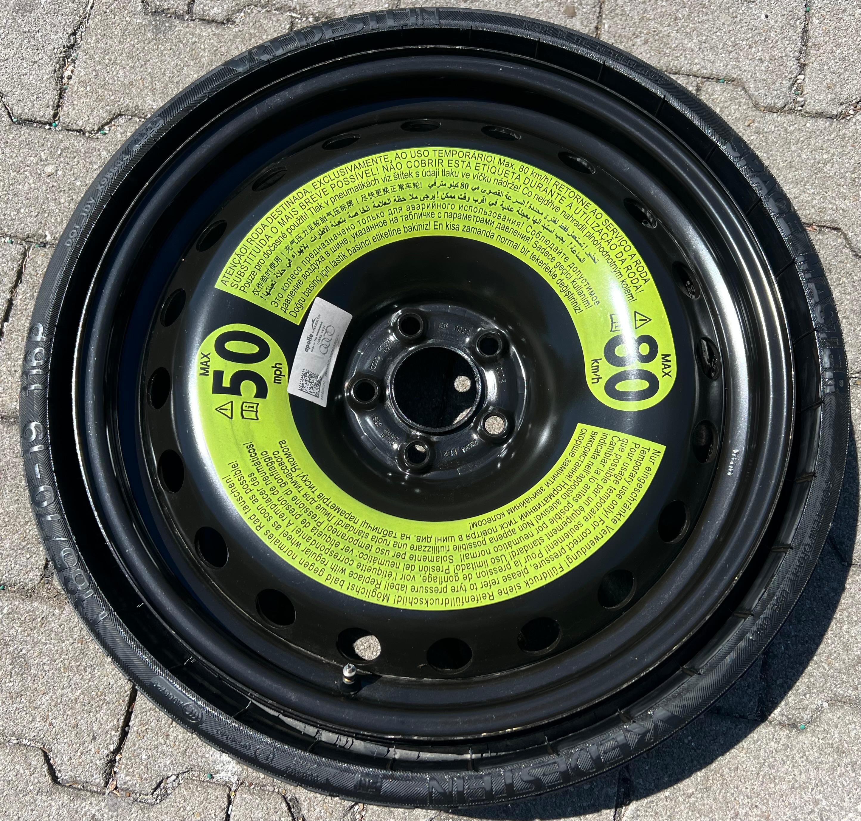 1 X ORIGINAL RESERVERAD NOTRAD AUDI Q8 4KE E-TRON 4KE601027 185/70R19 116P 2023