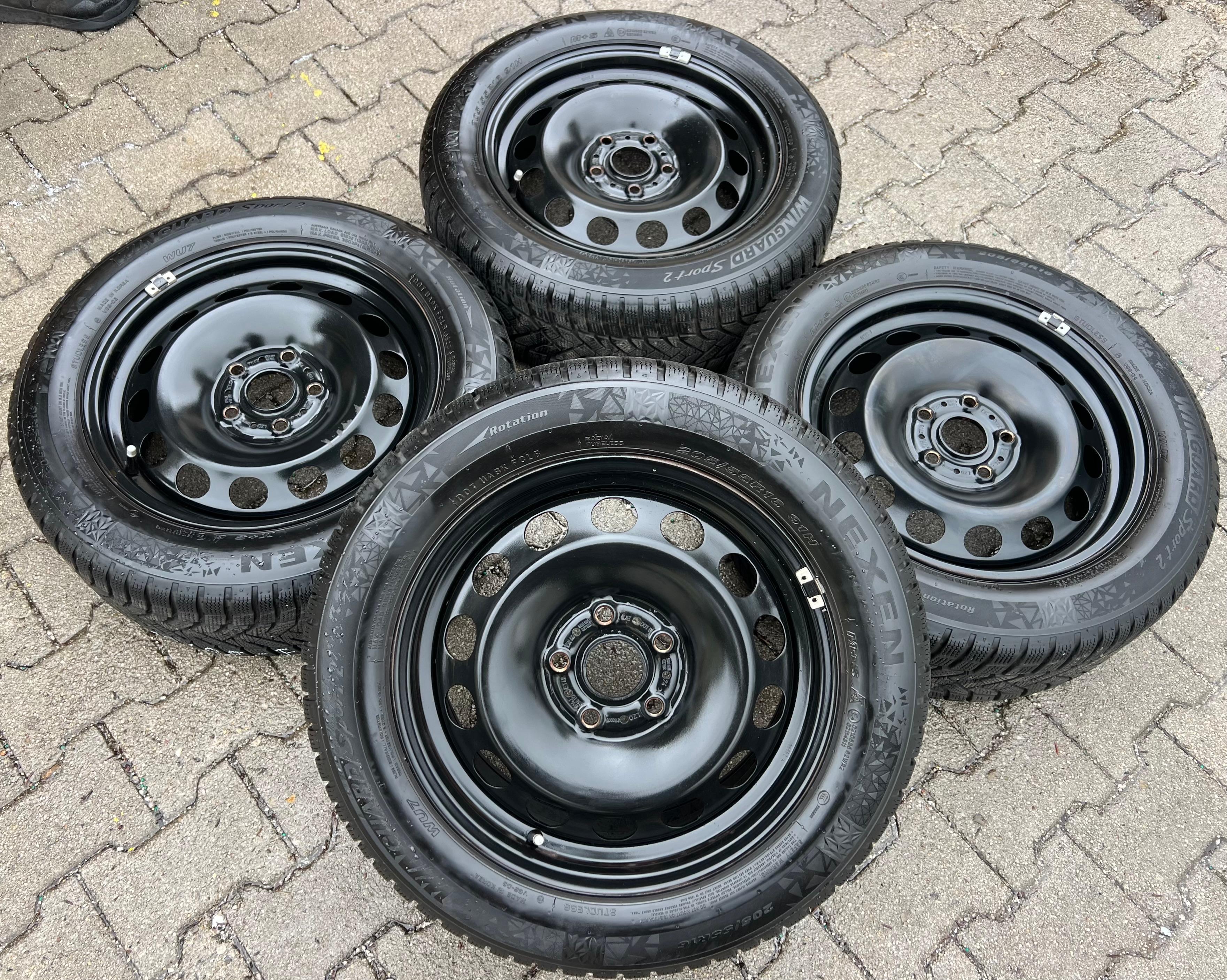 4 WINTERRÄDER VW GOLF 7 AUDI A3 8V SEAT LEON 5F SKODA OCTAVIA 5E 205/55R16 91H 5Q0601027BQ