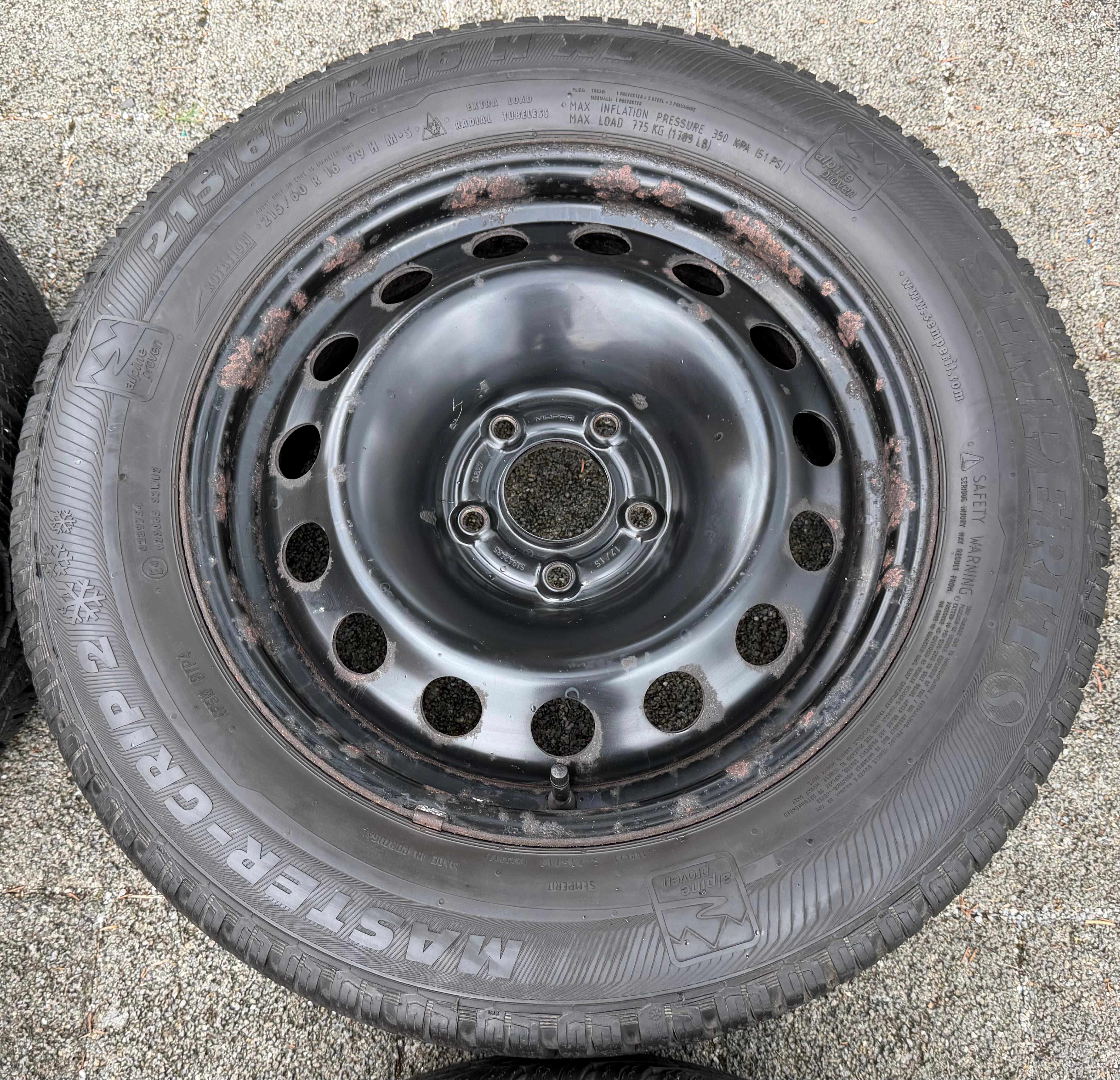 4 ruote complete invernali Fiat 500X 334 215/60R16 99H Semperit 51942485