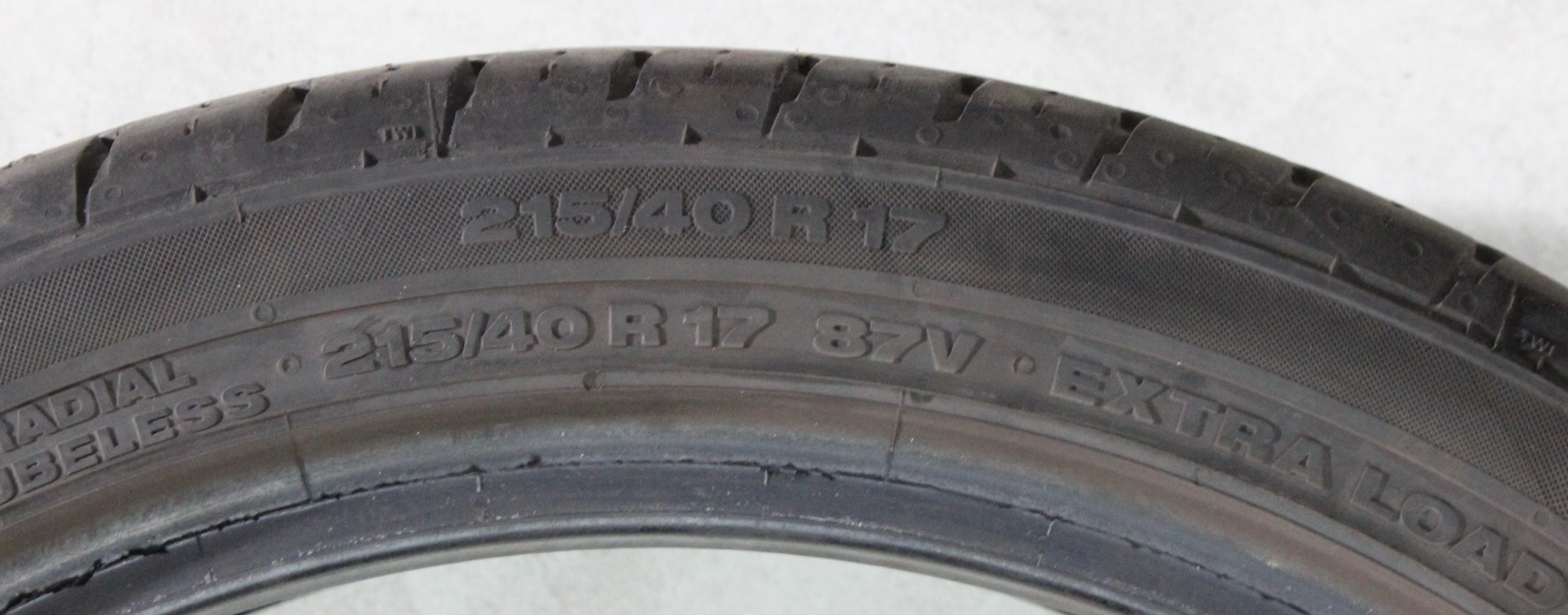 4 x 215/40R17 87V Sommerreifen Continental Premium Contact 2 5-5,5mm 2017 XL