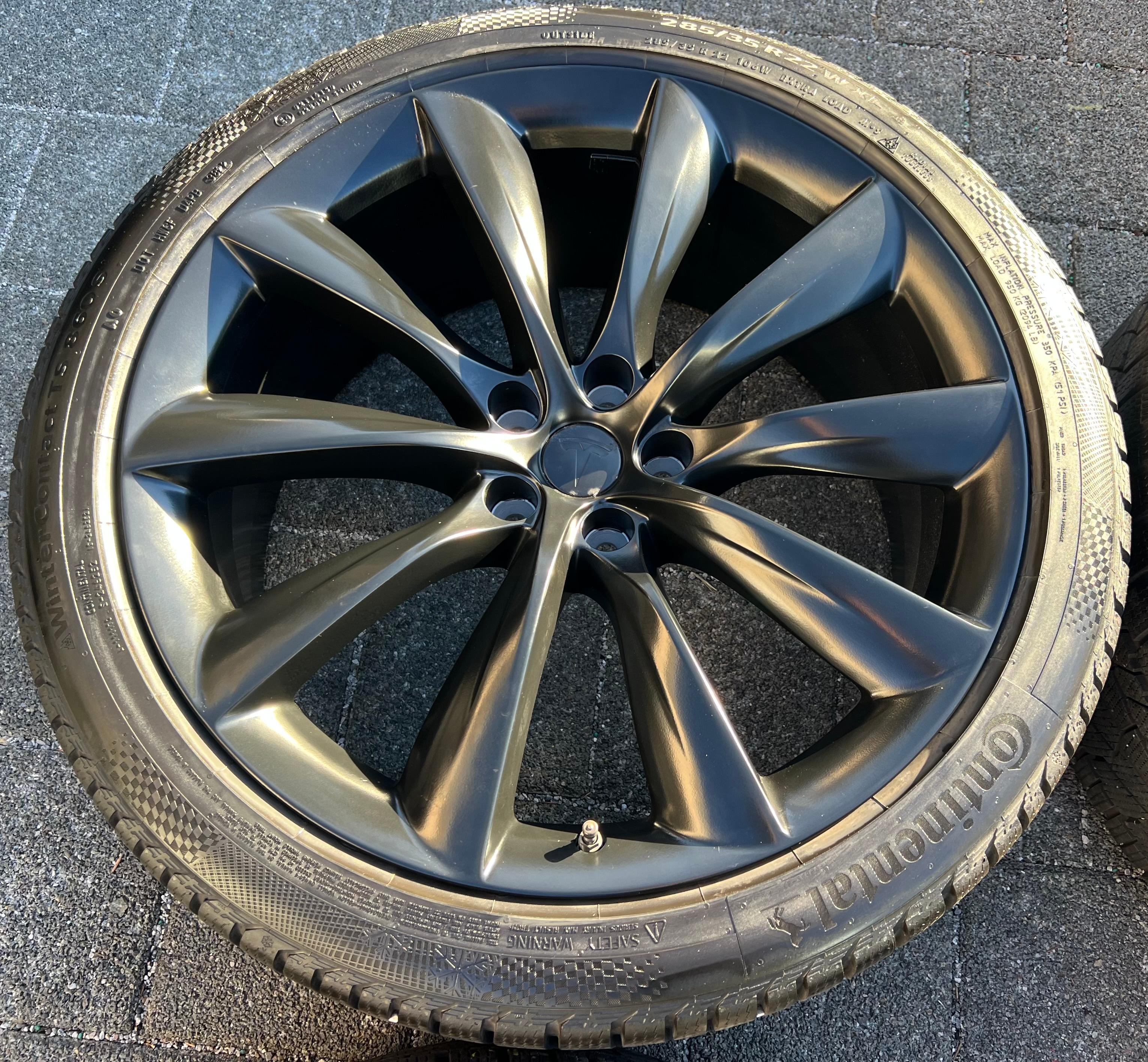 4 roues hiver complètes en alliage 22" d’origine pour TESLA MODEL X 5YJX 1072246-00-E 1072246-00-F RDKS