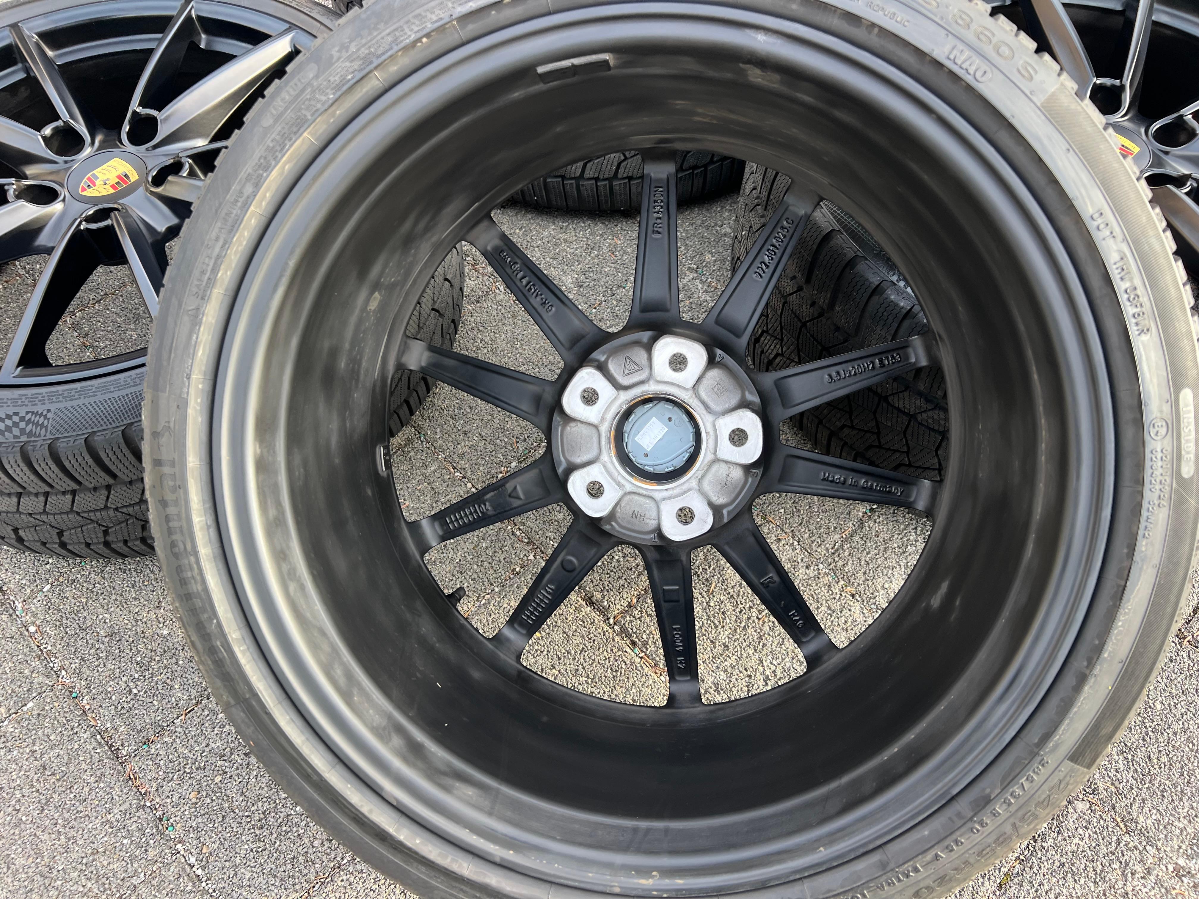 4 RUEDAS DE INVIERNO DE ALEACIÓN ORIGINALES DE 20" 21" PARA PORSCHE 911 992 992601025C 992601025D NEGRAS RDKS