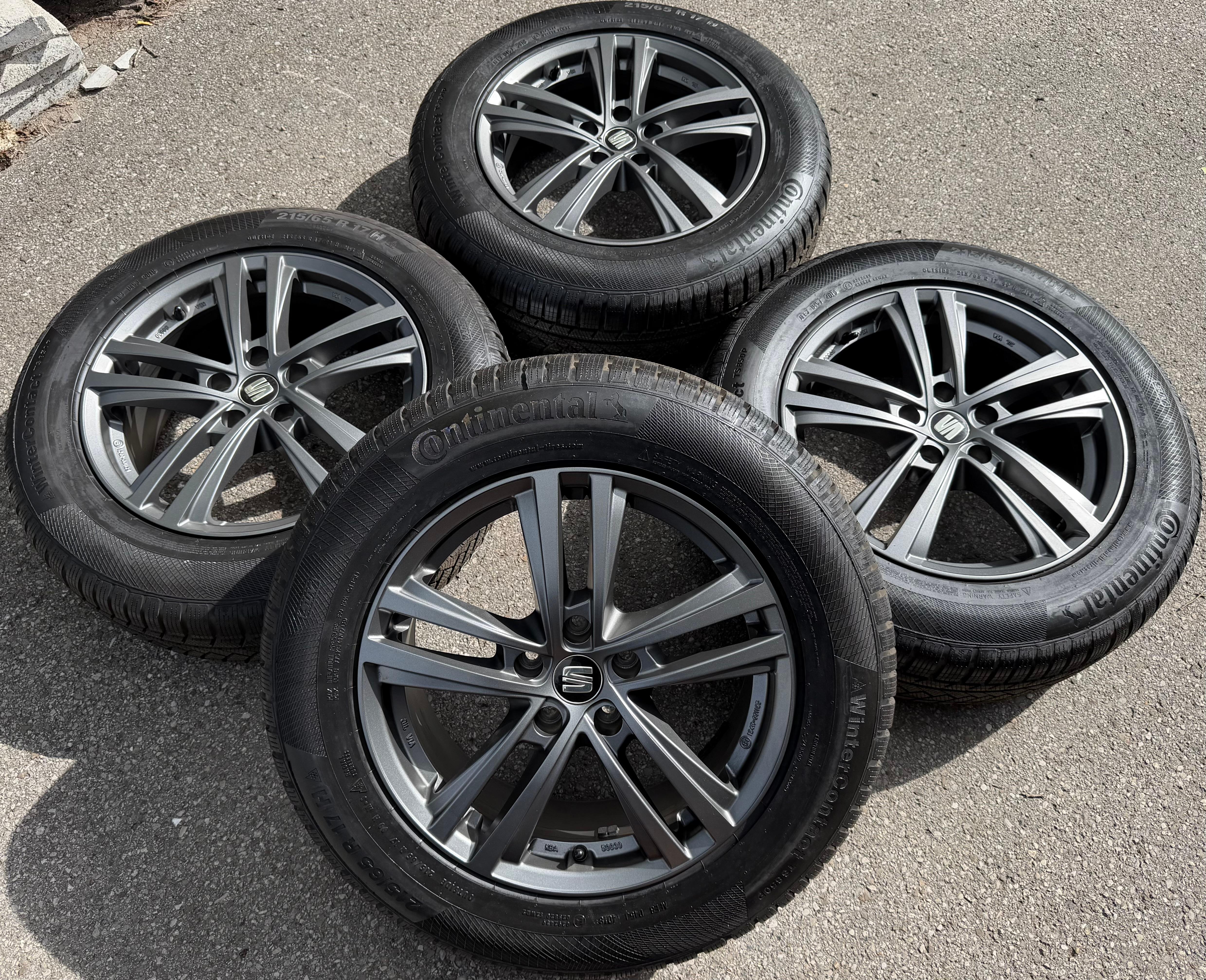 4 cerchi in lega da 17" originali SEAT TARRACO per invernali 215/65R17 99H Continental, spedizione gratuita