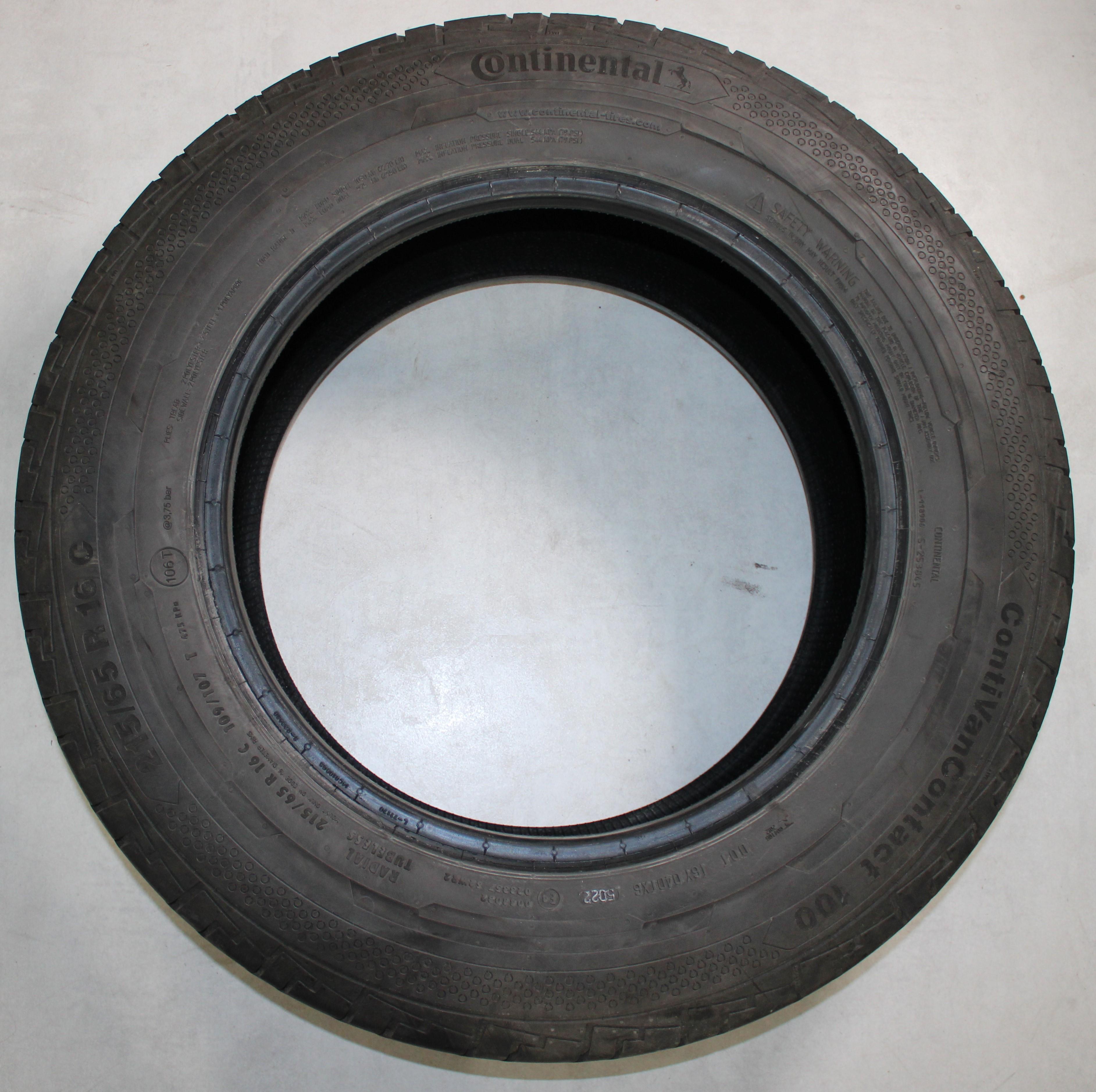 1 x 215/65R16C 109/107T Sommerreifen Continental VanContact 100 6,5mm 2022