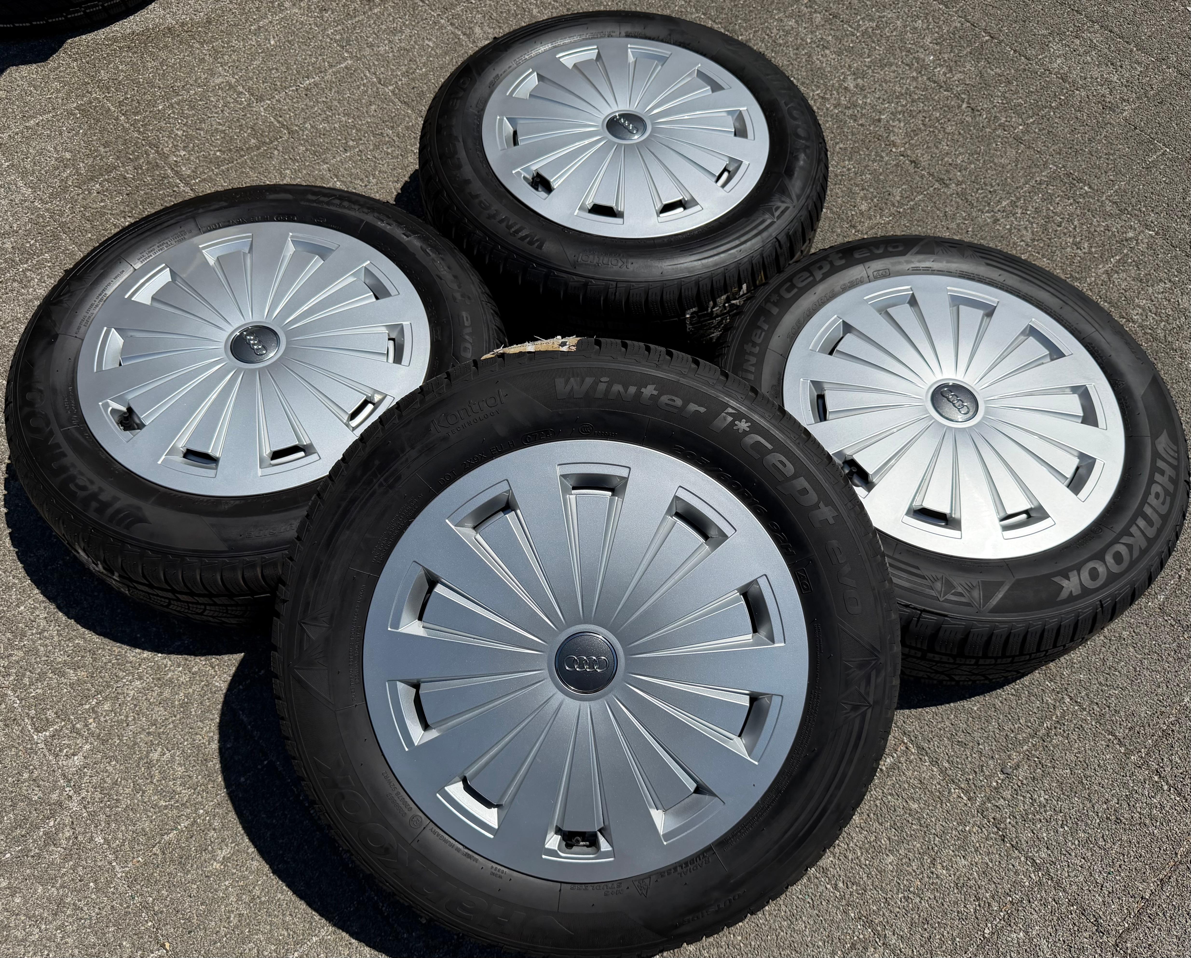 4 Original Alu Winterräder Audi A4 B9 8W 205/60R16 92H 8W0601025 Hankook