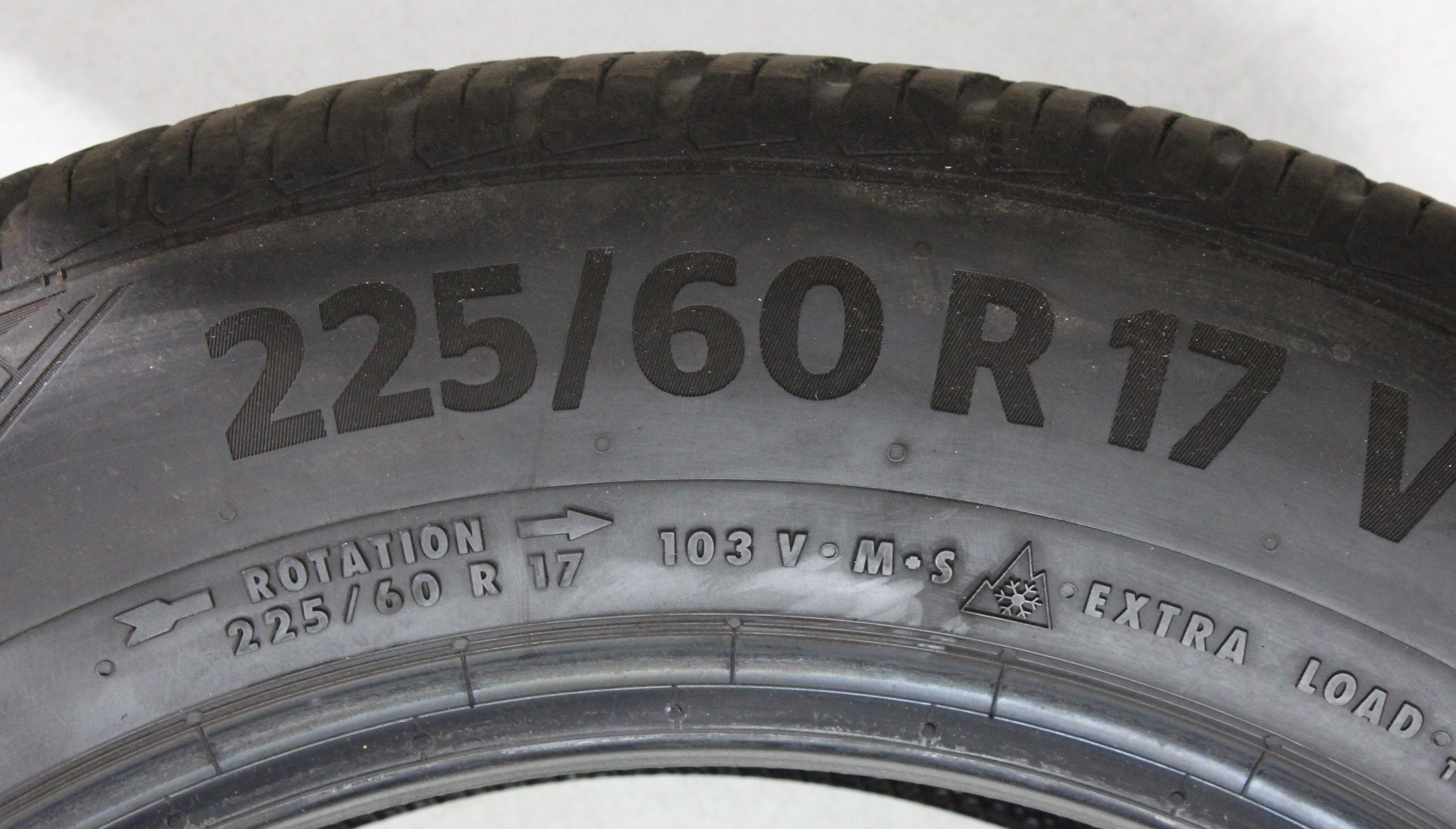 4 x 225/60R17 103V neumáticos para todas las estaciones Continental All Season Contact 2x5-5,5mm/2x7mm 3x2021/1x2022 XL
