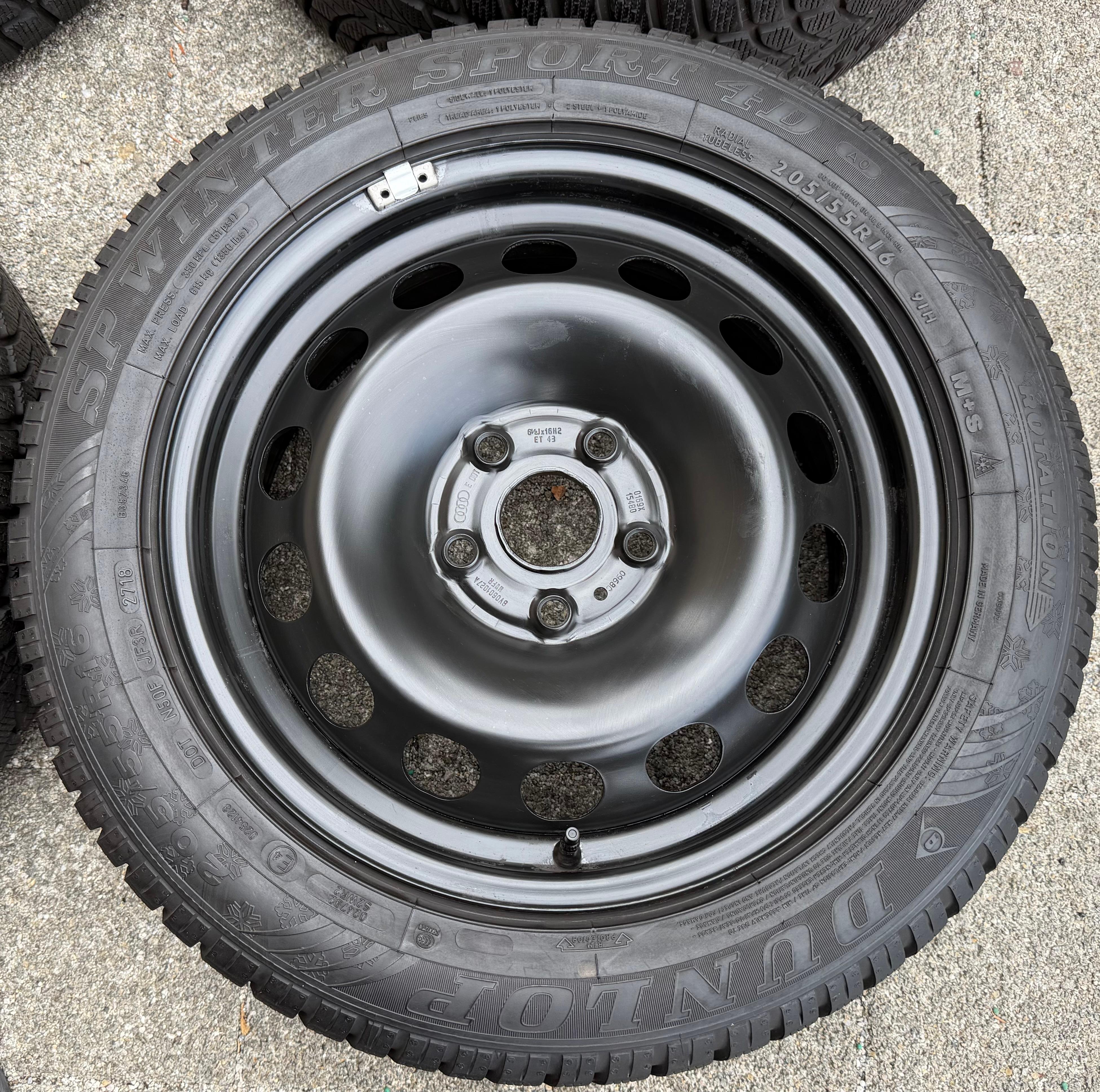4 Winterräder Audi A3 8V Sportback Cabrio  205/55R16 91H Dunlop 8V0601027A