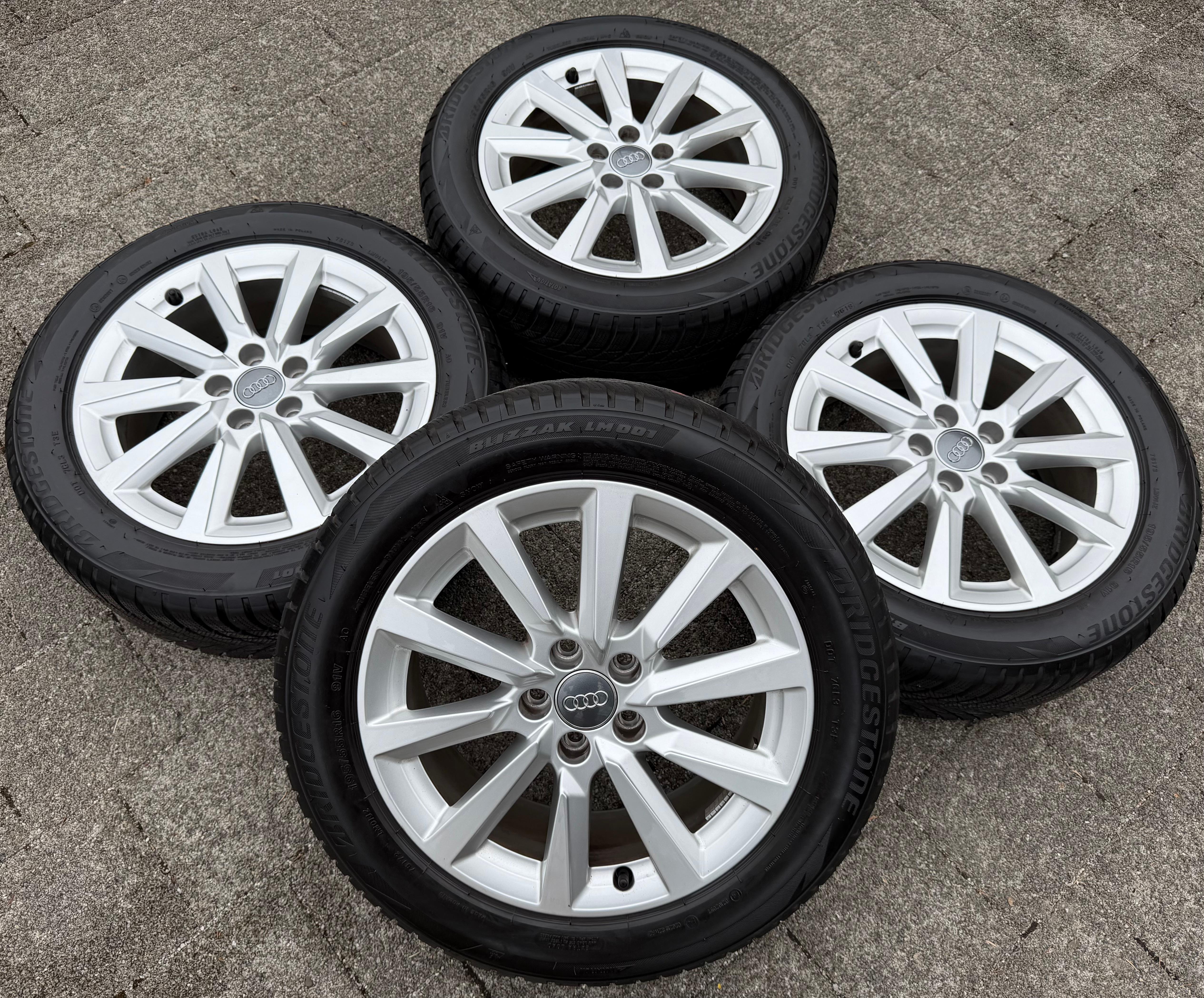 4 cerchi in lega originali invernali Audi A1 GB 82A601025C 195/55R16 91V Bridgestone