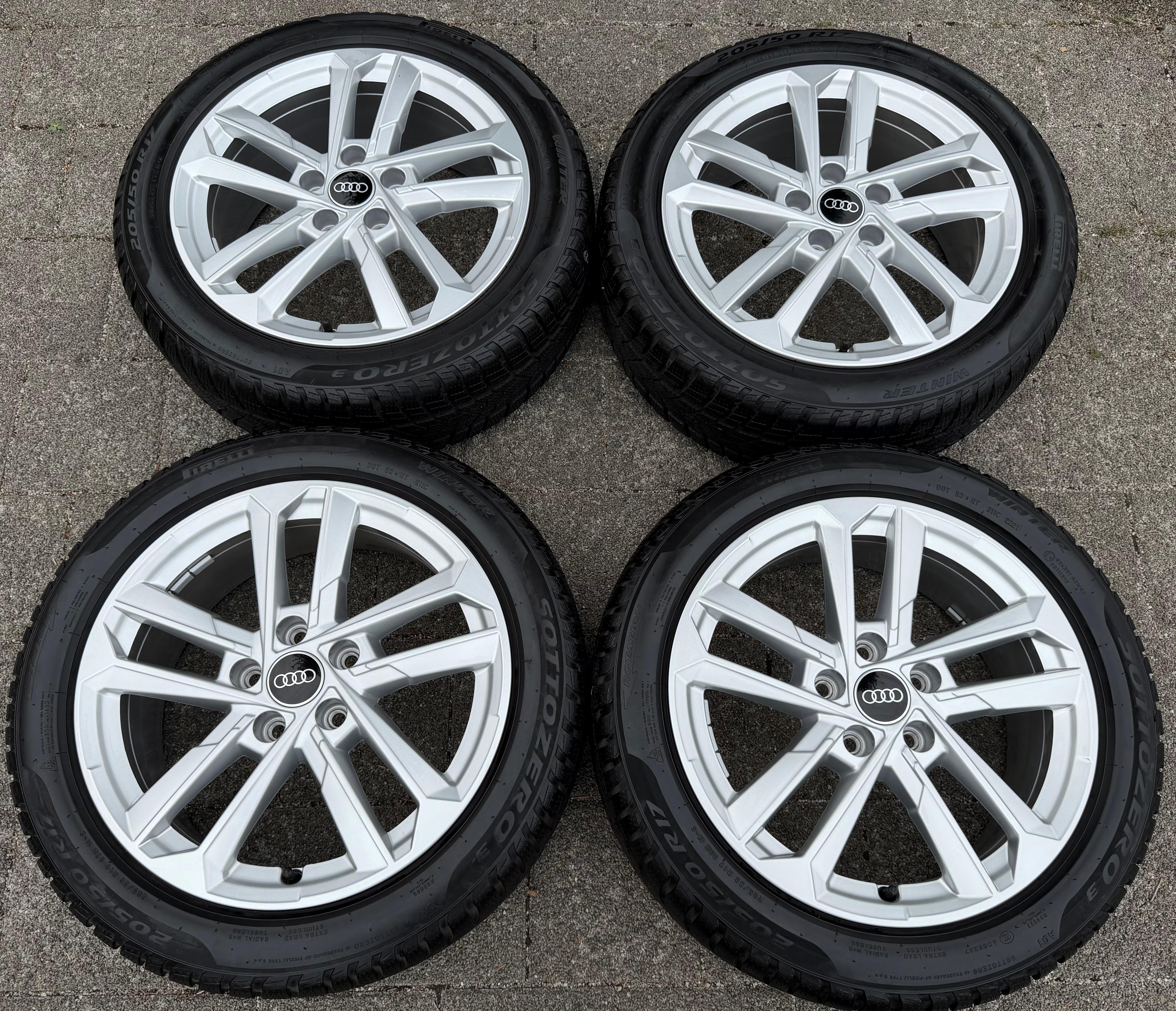 4 ruote complete in lega originali da 17" invernali Audi A3 S3 8Y 8Y0601025L 205/50R17 93H Pirelli