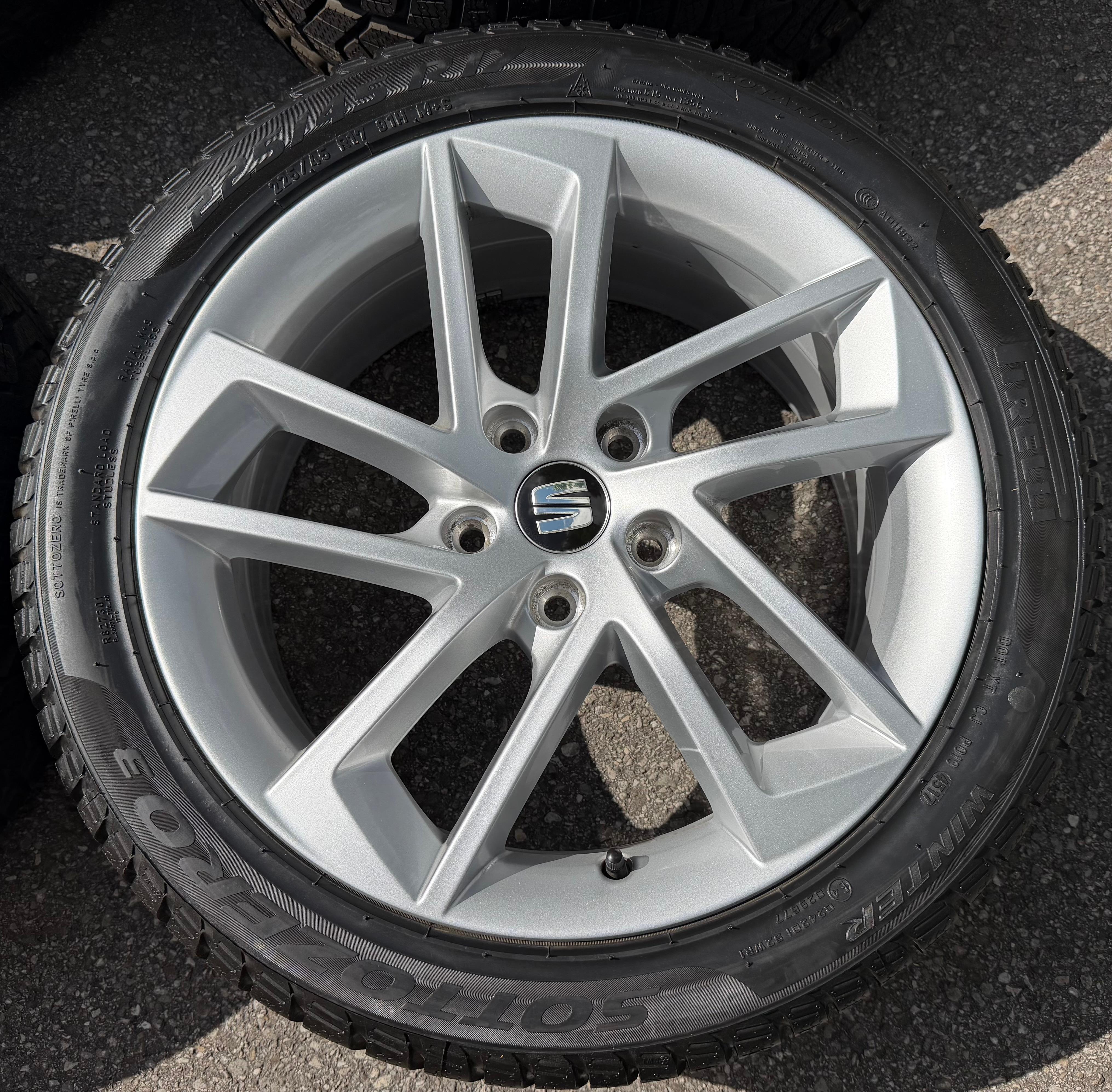 4 jantes d'hiver en aluminium d'origine 17 pouces pour Seat Leon 5F 5F0601025G 225/45R17 91H, livraison gratuite