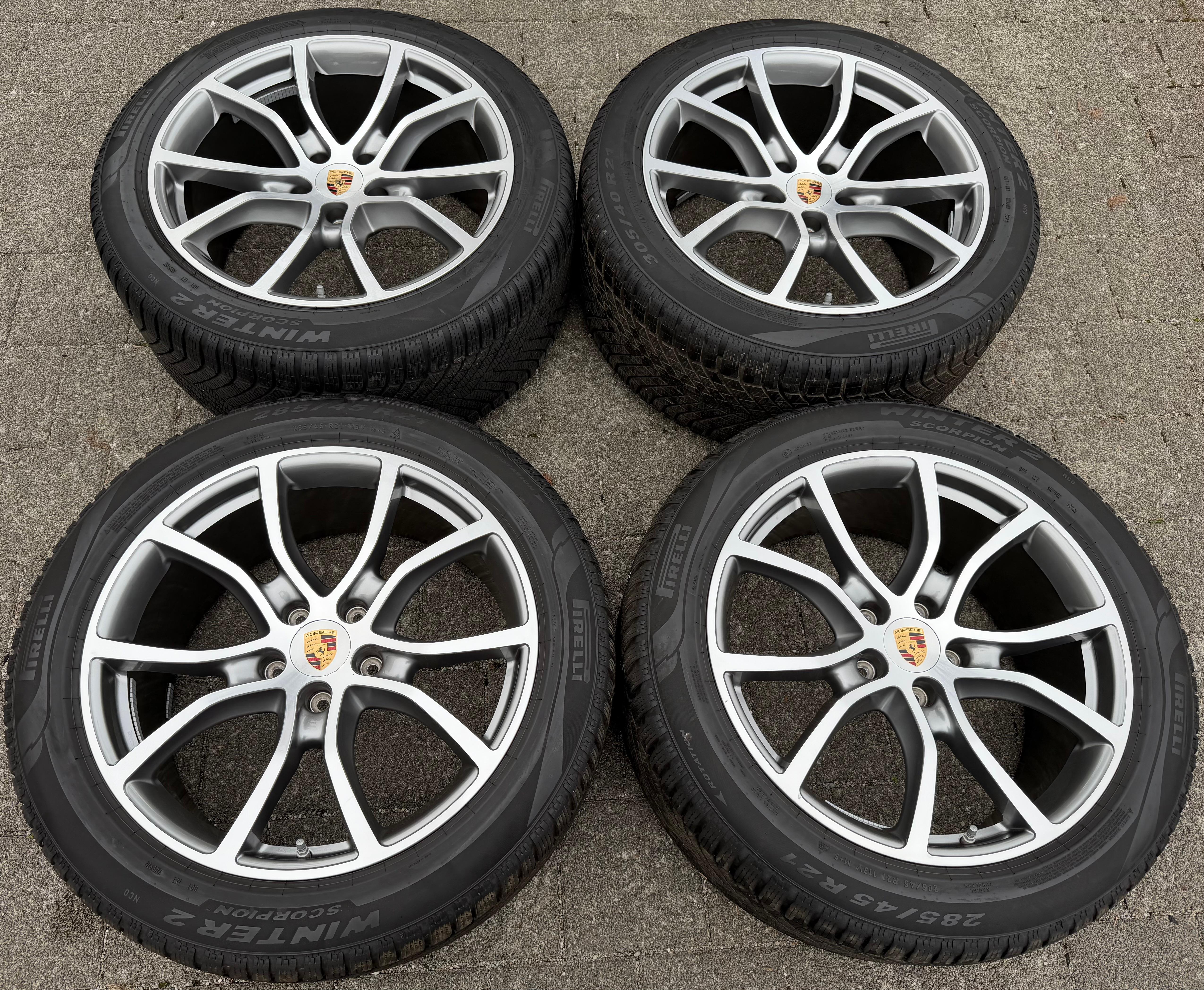 4 originele 21" lichtmetalen winterwielen Porsche Cayenne Coupé II E3 9Y3601025BN Pirelli