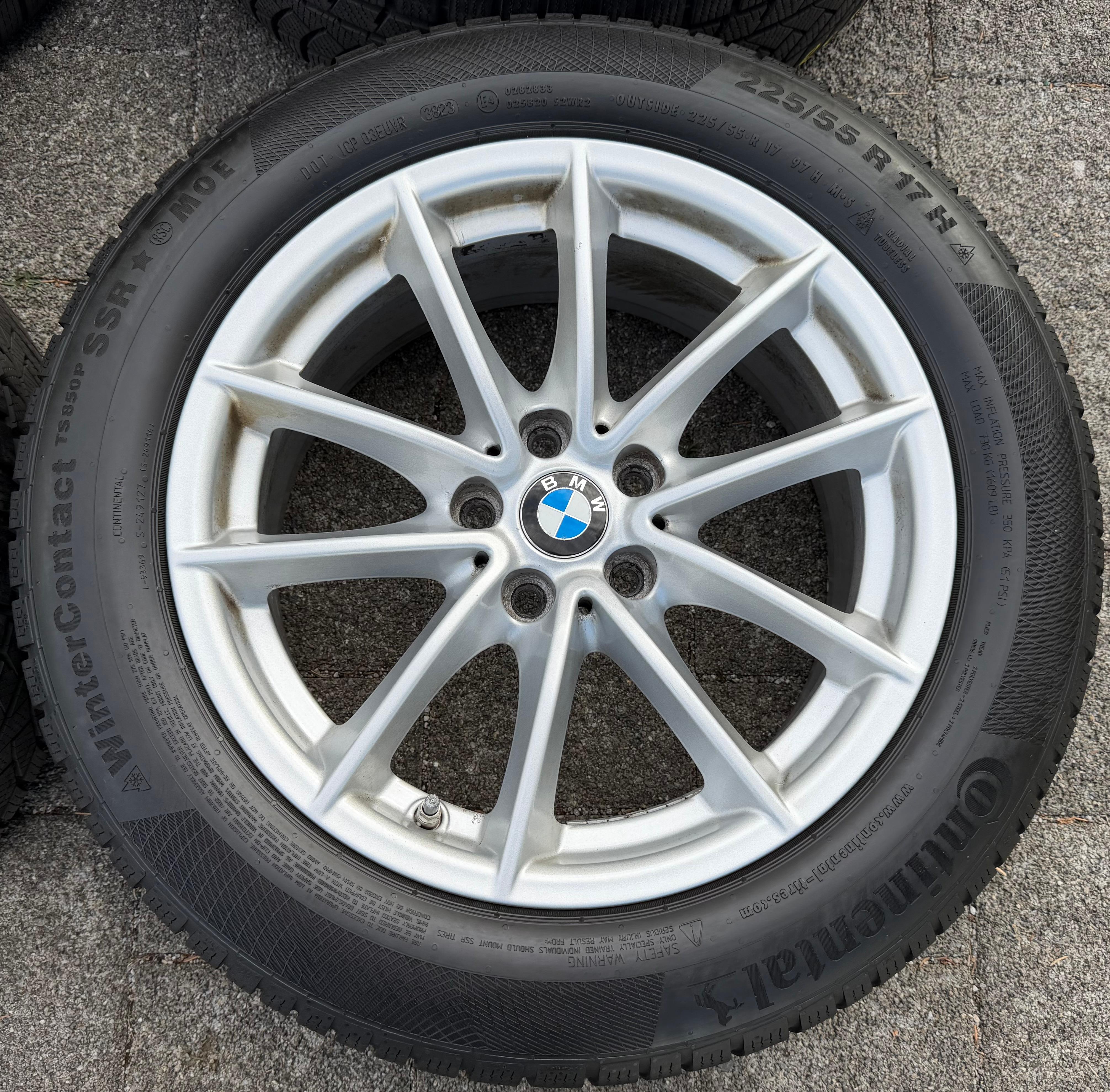 4 roues hiver en alliage d’origine 17" BMW Série 5 G30 G31 225/55R17 97H Continental avec RDKS