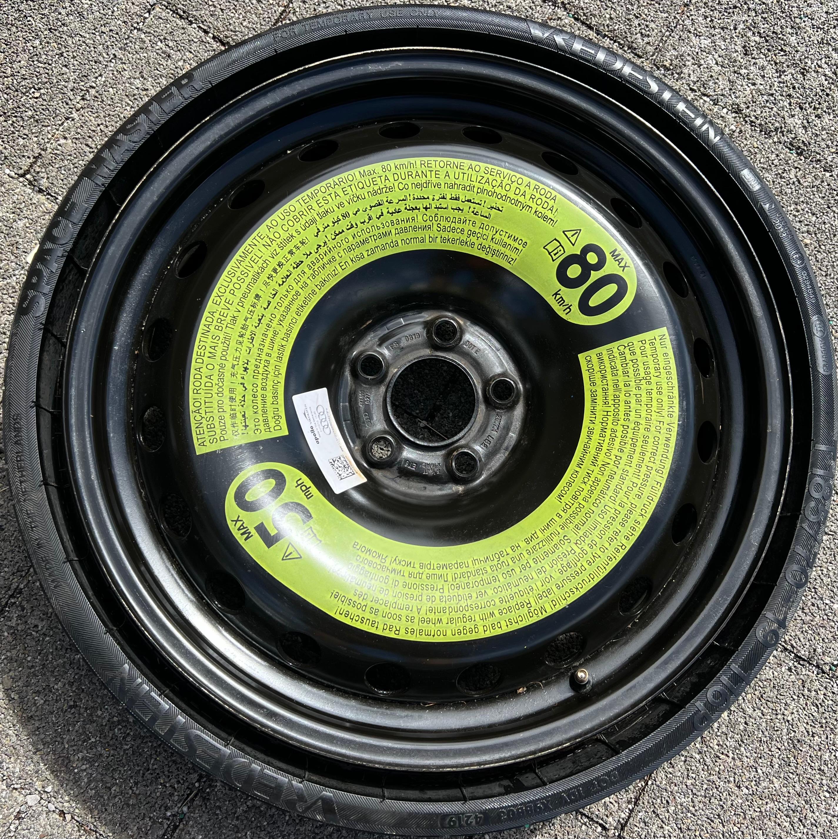 1 X ORIGINAL RESERVERAD NOTRAD AUDI Q8 4KE E-TRON 4KE601027 185/70R19 116P 2019