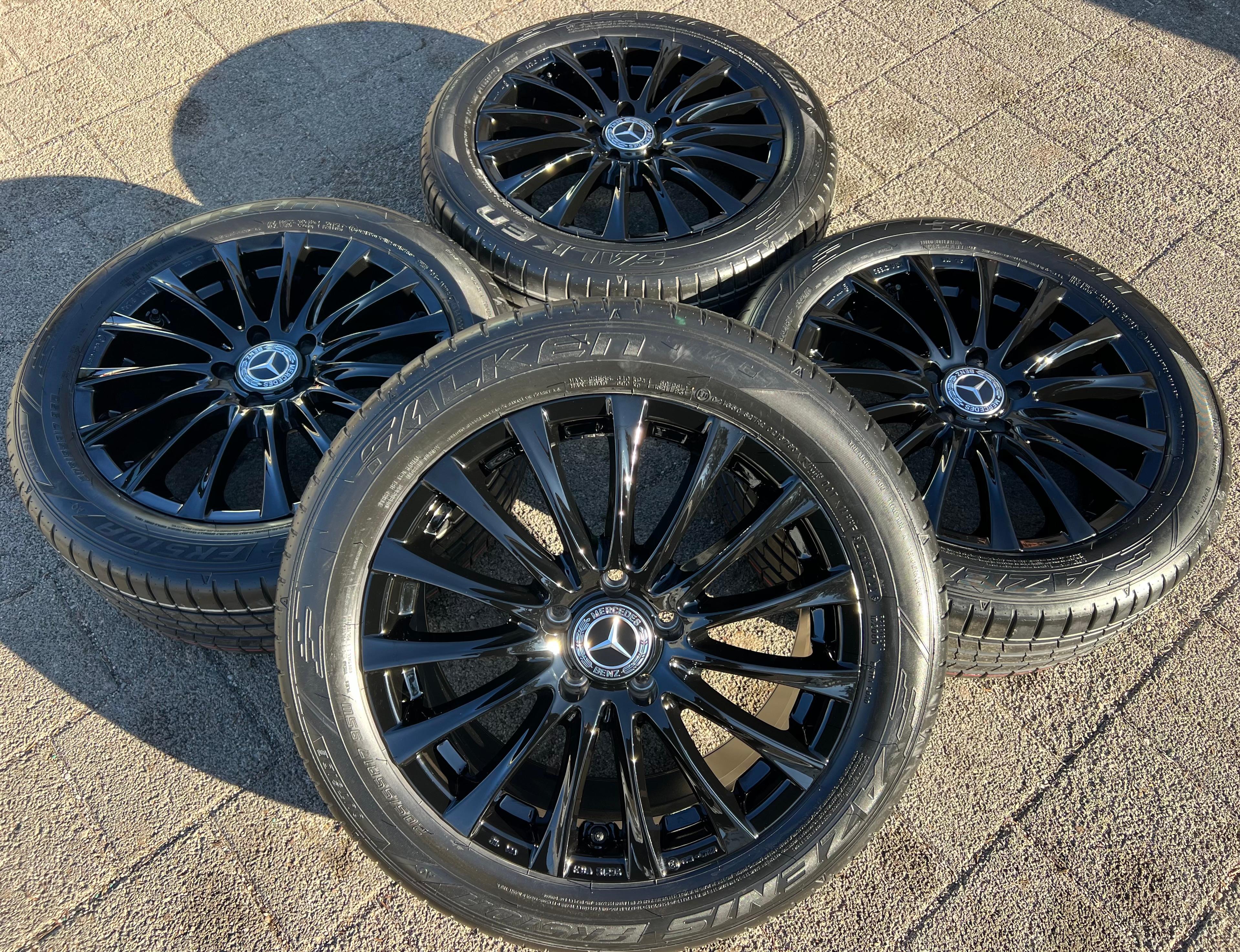 4 jantes d'été ALU 17 pouces pour Mercedes Classe A 177, Classe B 247 et CLA 118, 205/55R17 95W