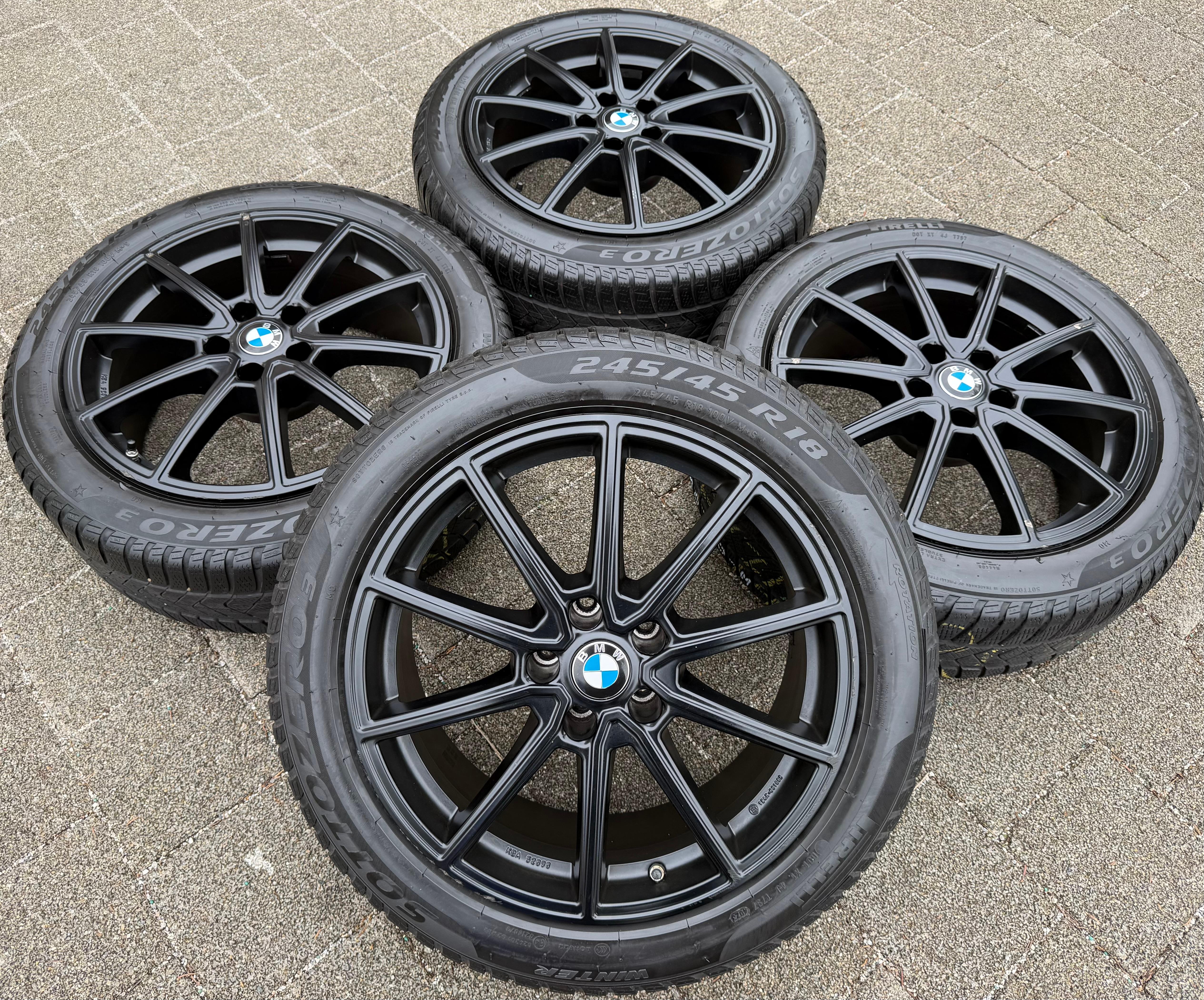 4 ALU 18" WINTERRÄDER BMW 5ER REIHE G30 G31 245/45R18 100V MATT SCHWARZ PIRELLI