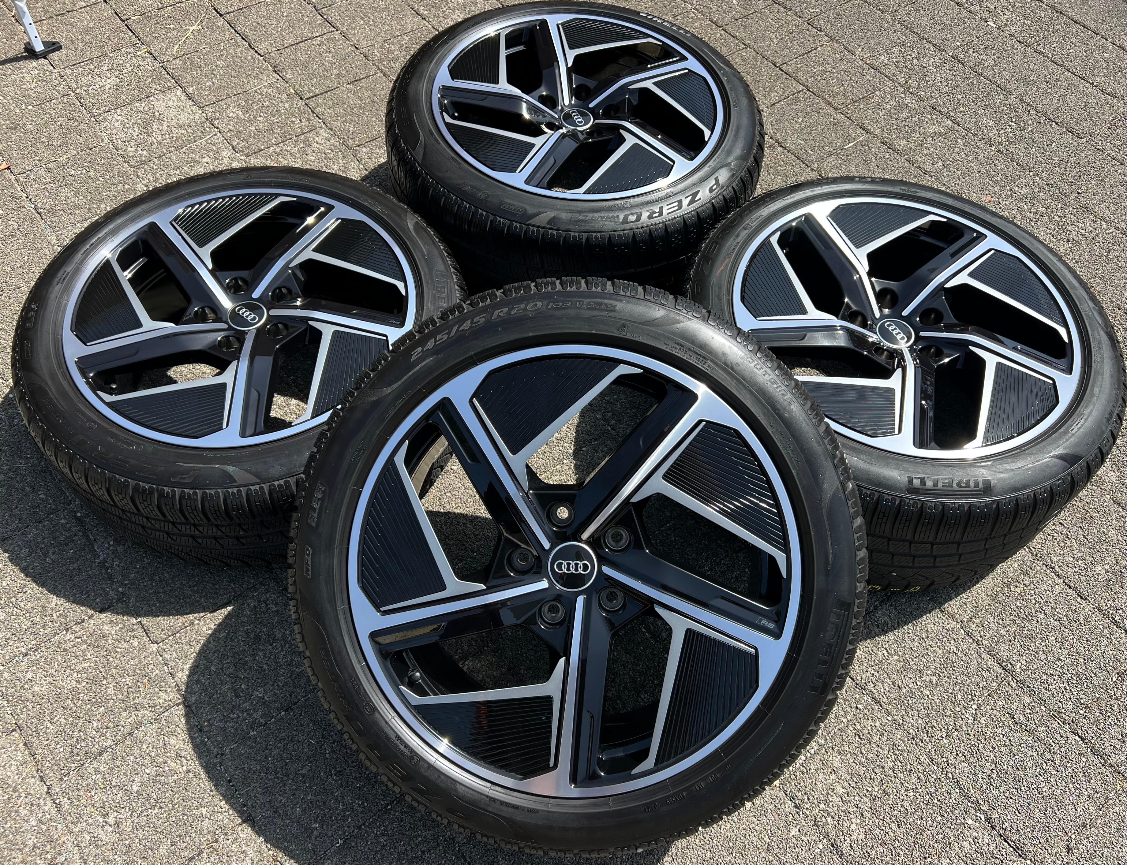 4 CERCHI IN LEGA ORIGINALI DA 20" CON PNEUMATICI INVERNALI AUDI ETRON E-TRON GT 4J3601025F 4J3601025H