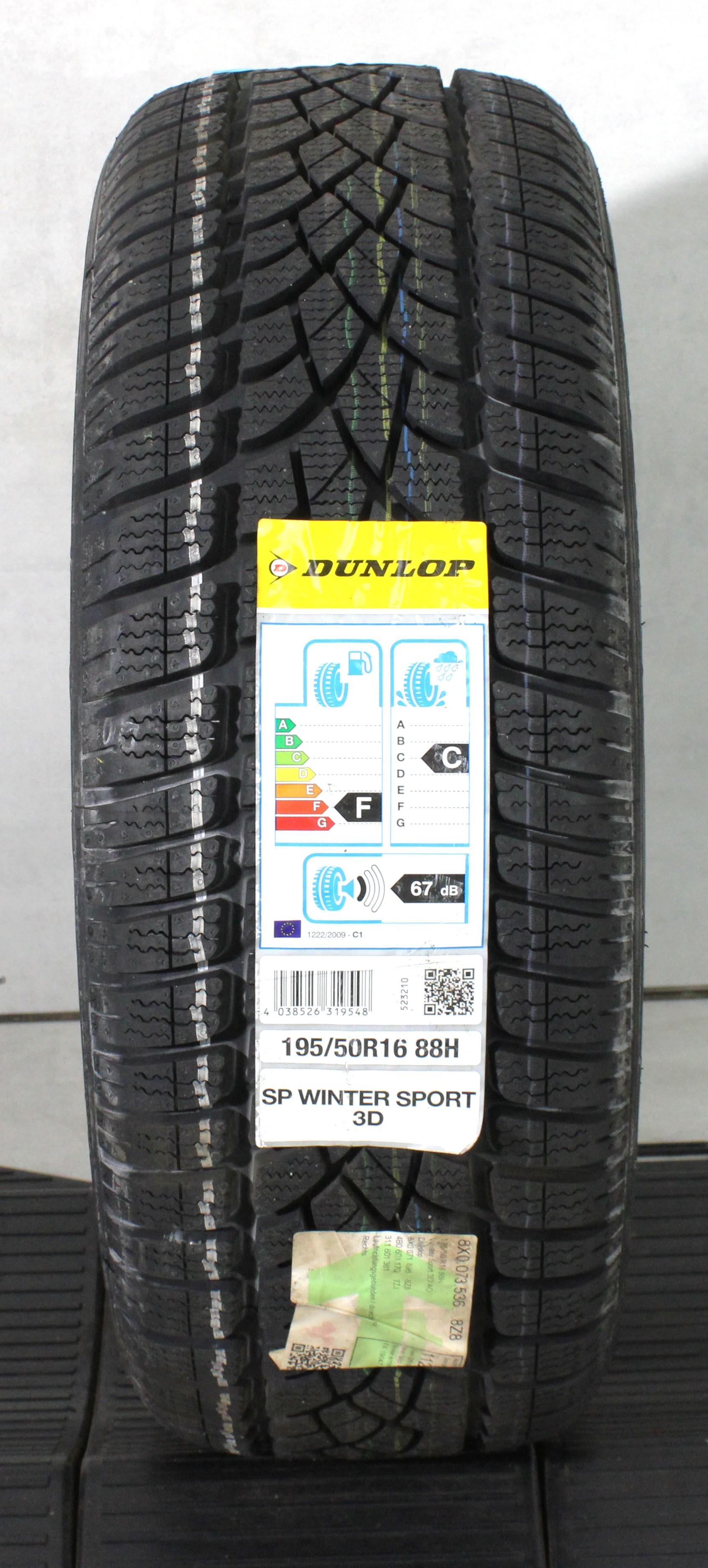 1 x 195/50R16 88H Winterreifen Dunlop Winter Sport 3D AO NEU 2017 XL