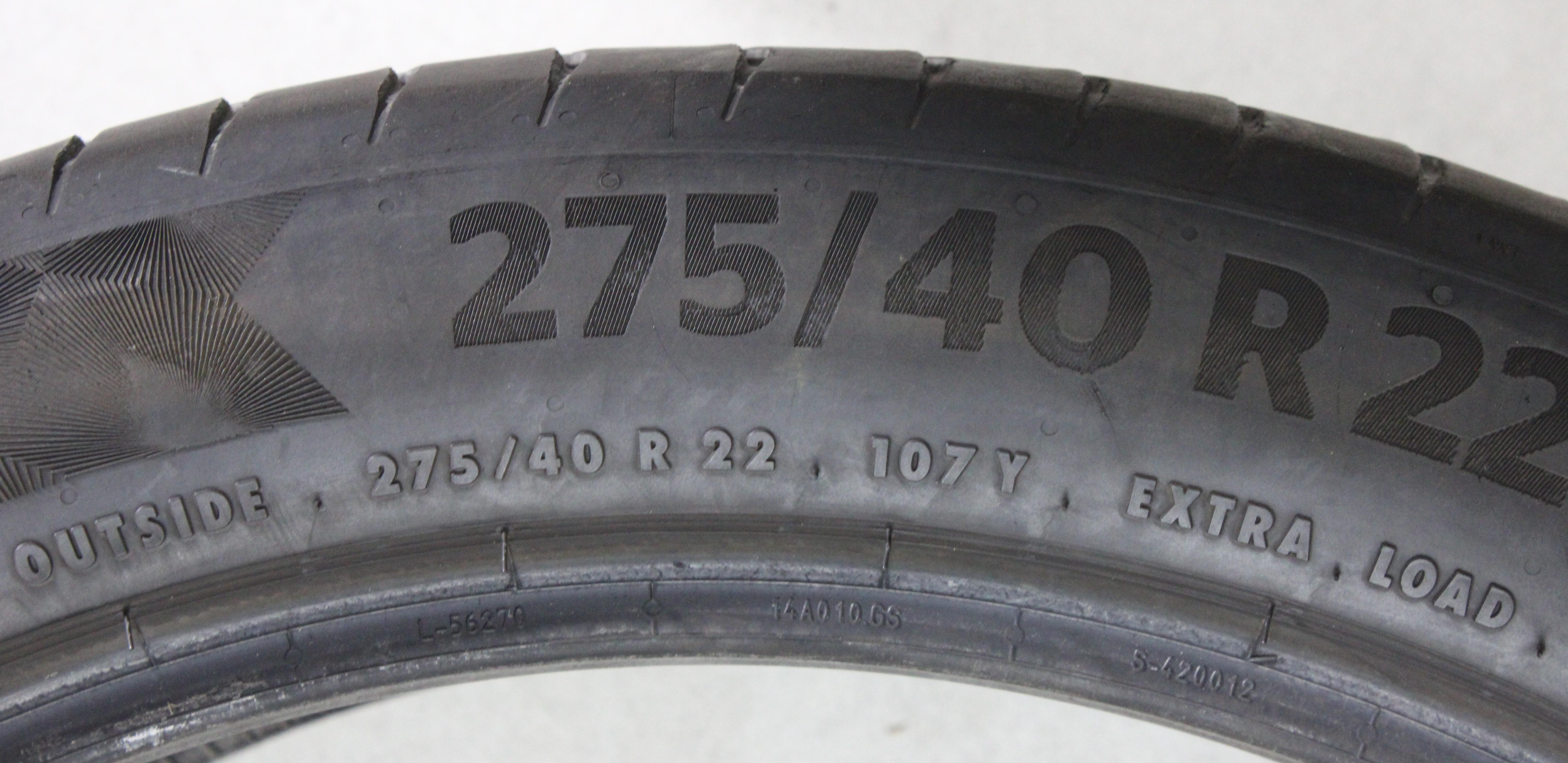2 x 275/40R22 107Y Sommerreifen Continental Premium Contact 6 SSR* Runflat 4,5-5mm 2023 XL